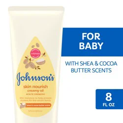 Johnson's Skin Nourish Baby Creamy Oil + Shea & Cocoa Butter Scents, 8 fl. oz