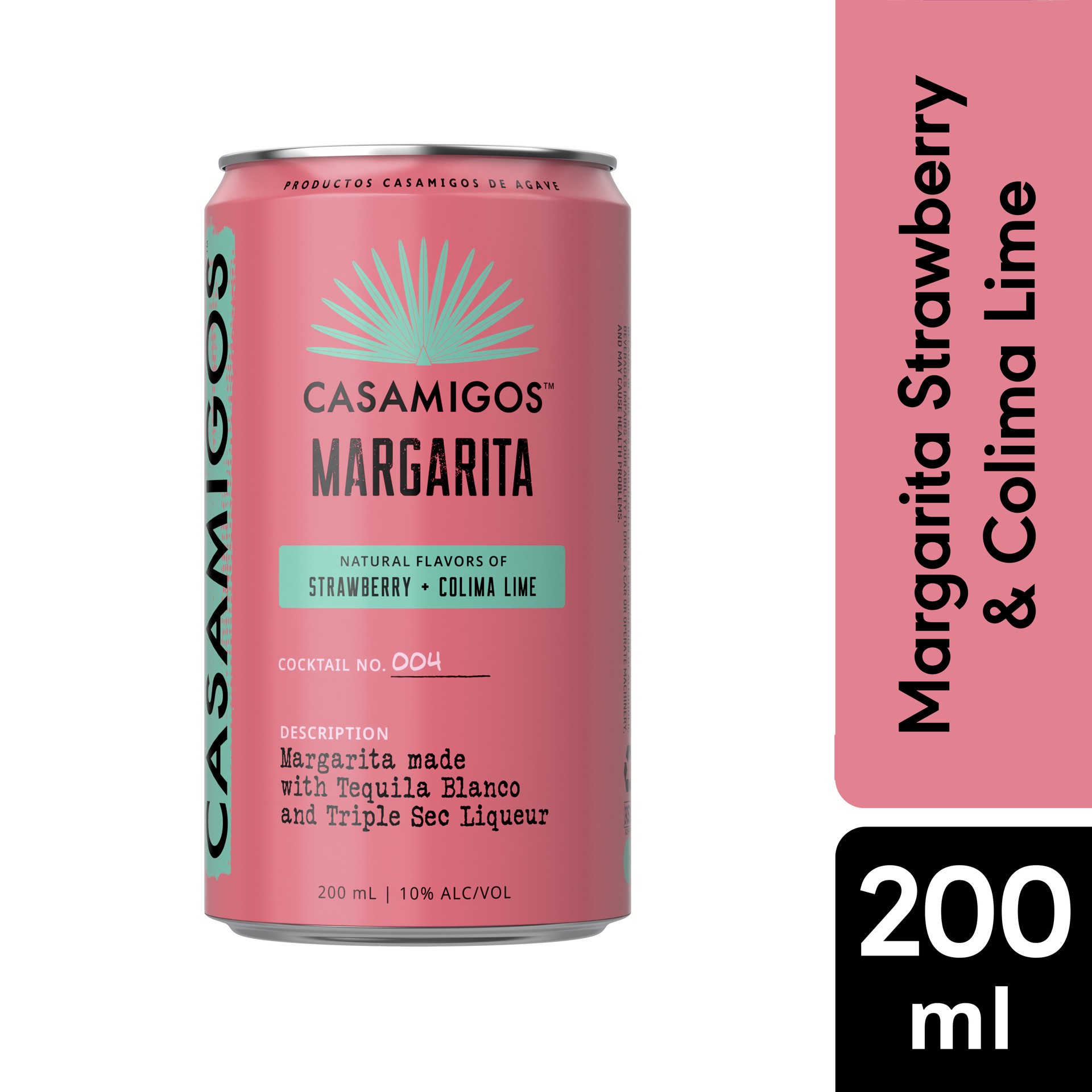 slide 2 of 4, Casamigos Margarita Strawberry & Colima Lime, 200 mL Can, 200 ml