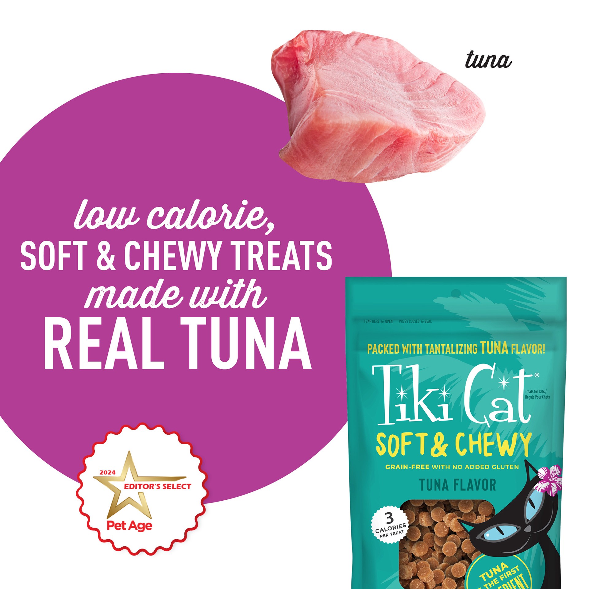 slide 2 of 7, Tiki Cat Soft & Chewy Tuna Flavor Treats, 2 oz. Bag, 1 ct