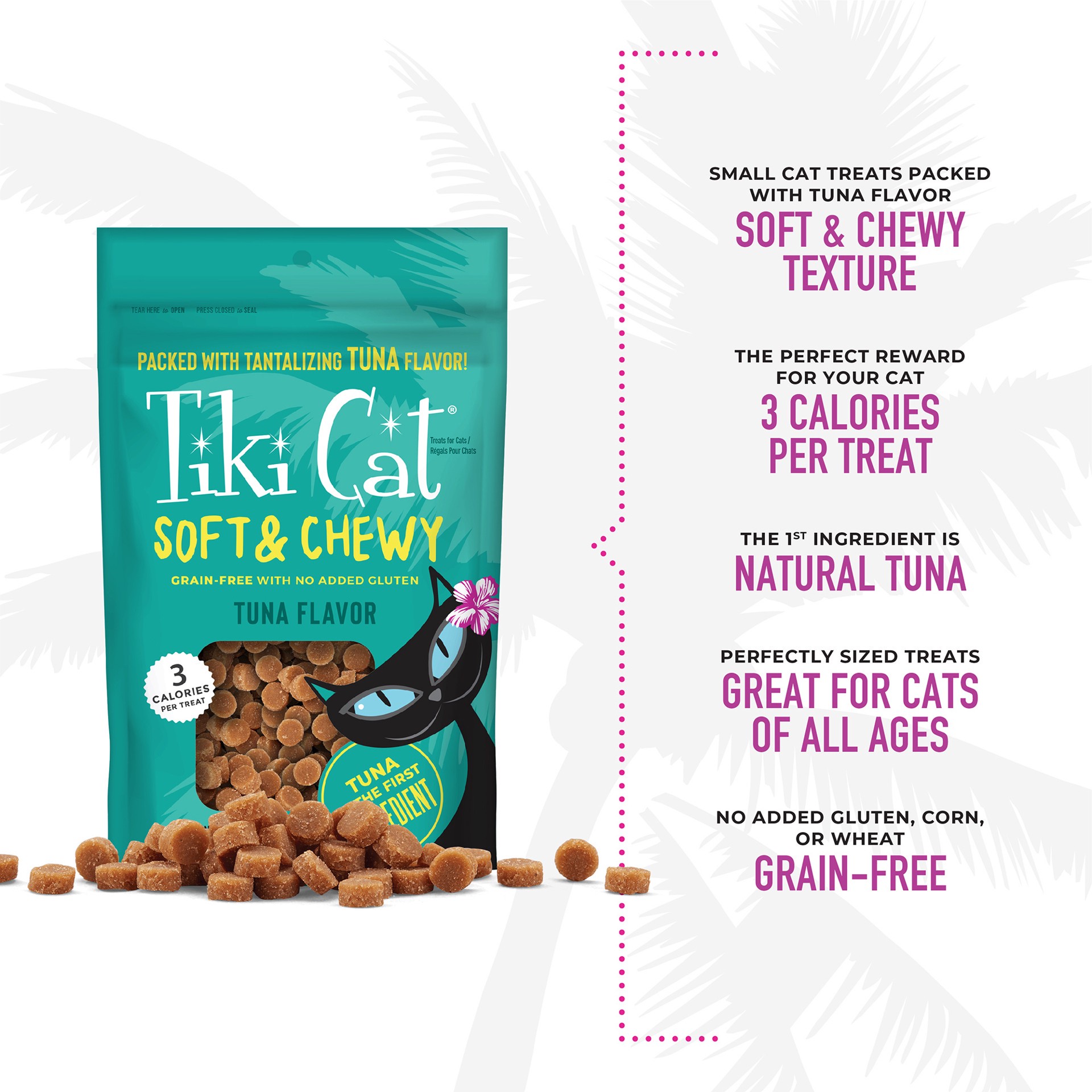 slide 7 of 7, Tiki Cat Soft & Chewy Tuna Flavor Treats, 2 oz. Bag, 1 ct