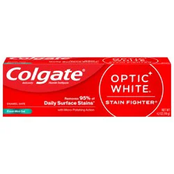 Colgate Optic White Stain Fighter Gel Toothpaste, Fresh Mint, 4.2 oz