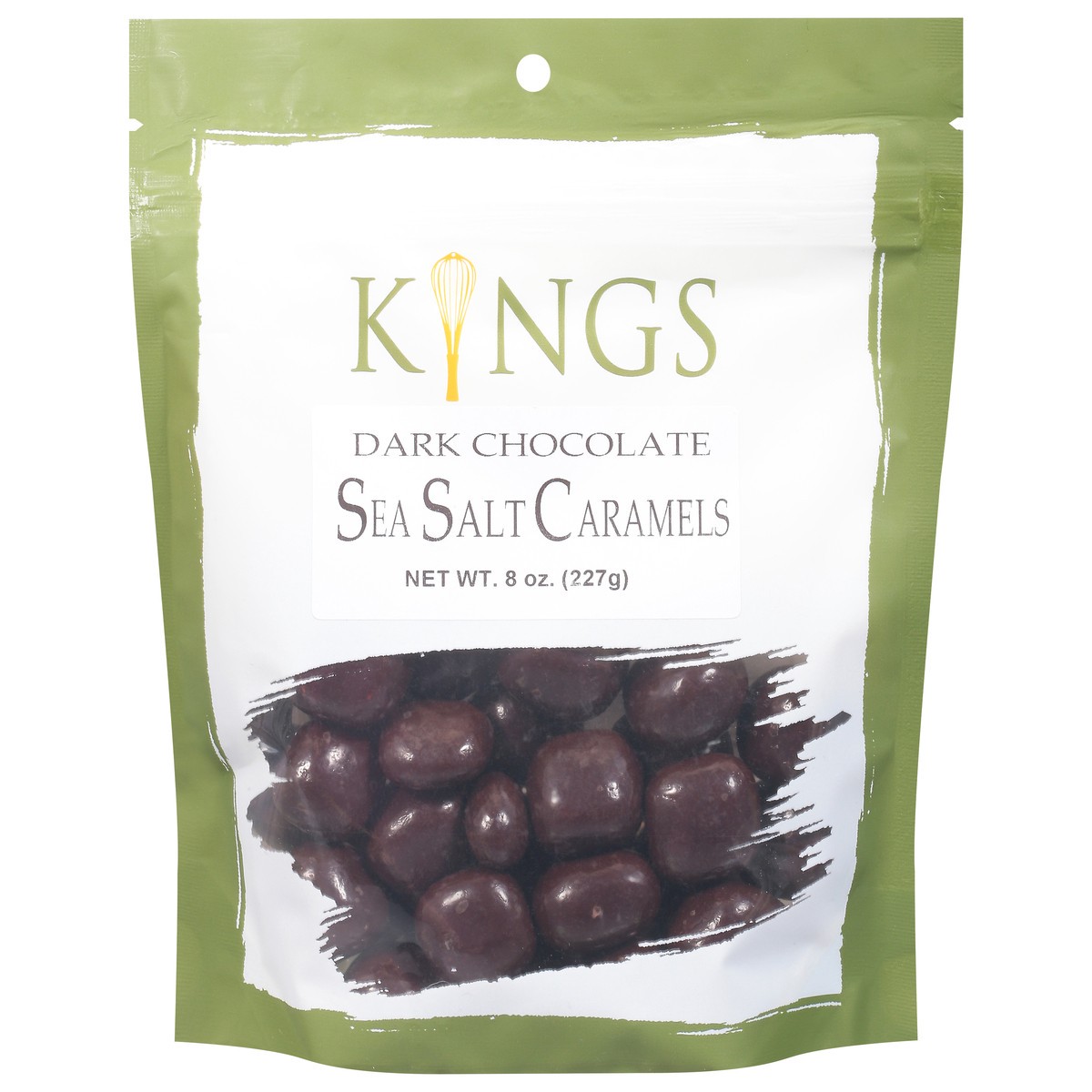 slide 1 of 9, Kings Dark Chocolate Sea Salt Caramels 8 oz, 8 oz