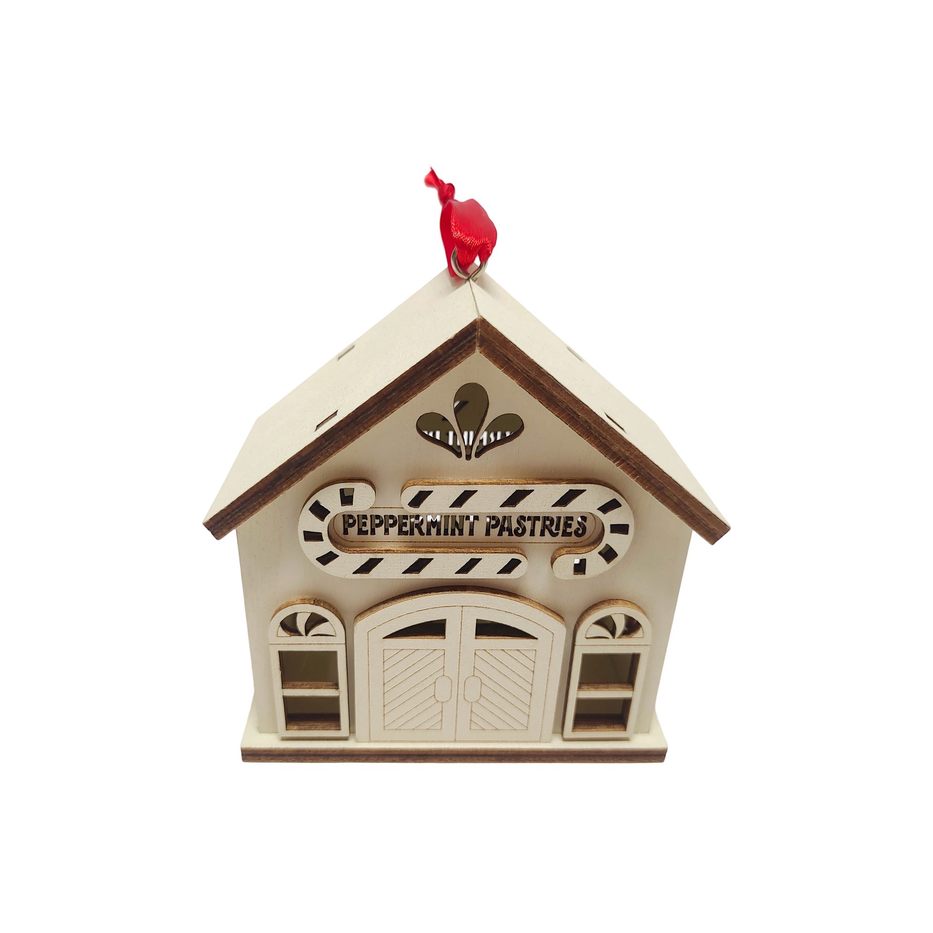 slide 3 of 3, 3.75" Peppermint Pastries Shop Diy Led Wood Ornament By Make Market, 3.75 in x 2 in x 3.74 in