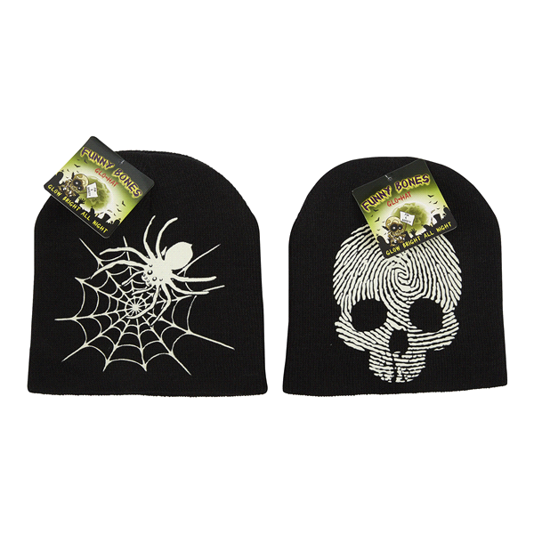 slide 1 of 7, Funny Bones Halloween Glow In The Dark Knit Hat, 1 ct