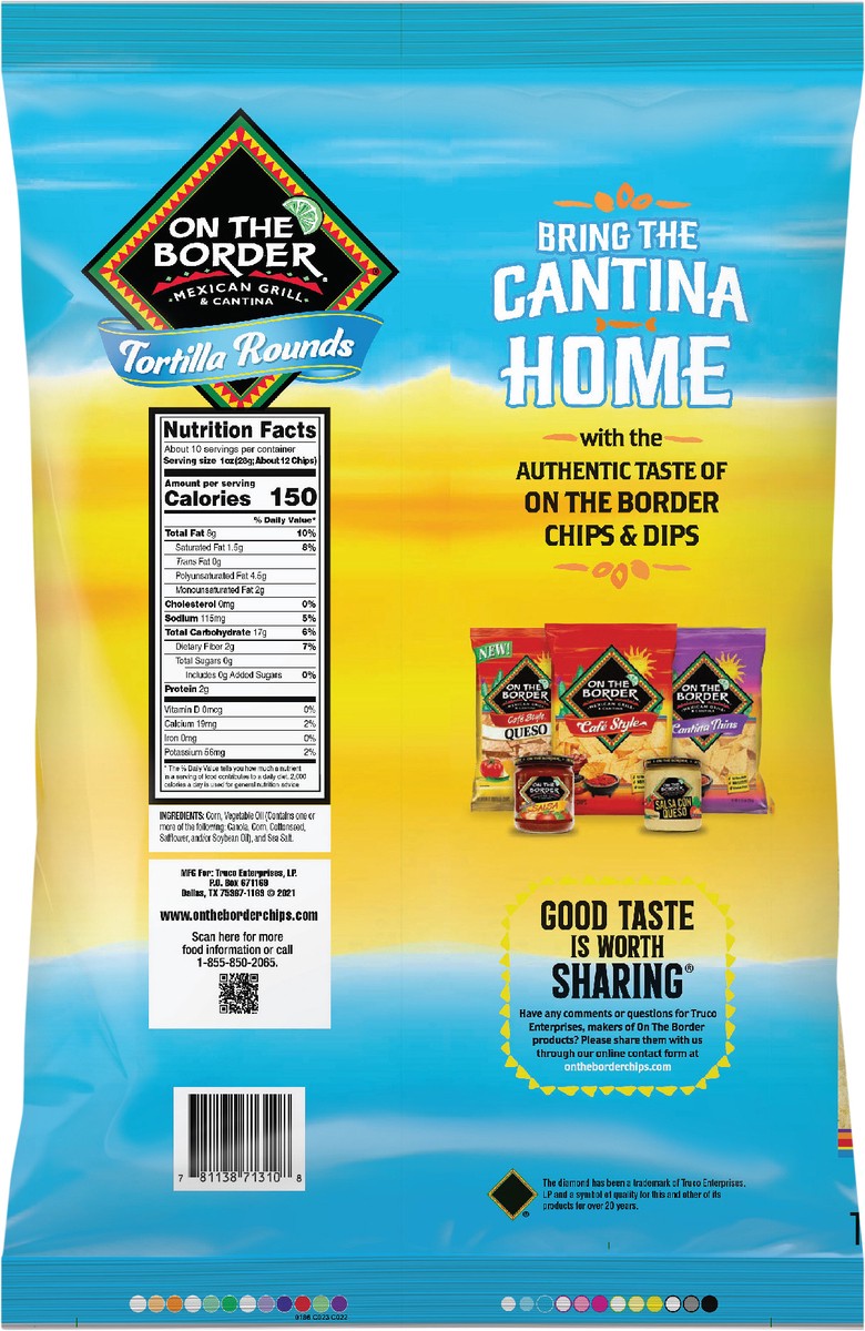slide 4 of 7, On The Border 10.5 oz On The Border Tortilla Rounds Chips, 10.5 oz