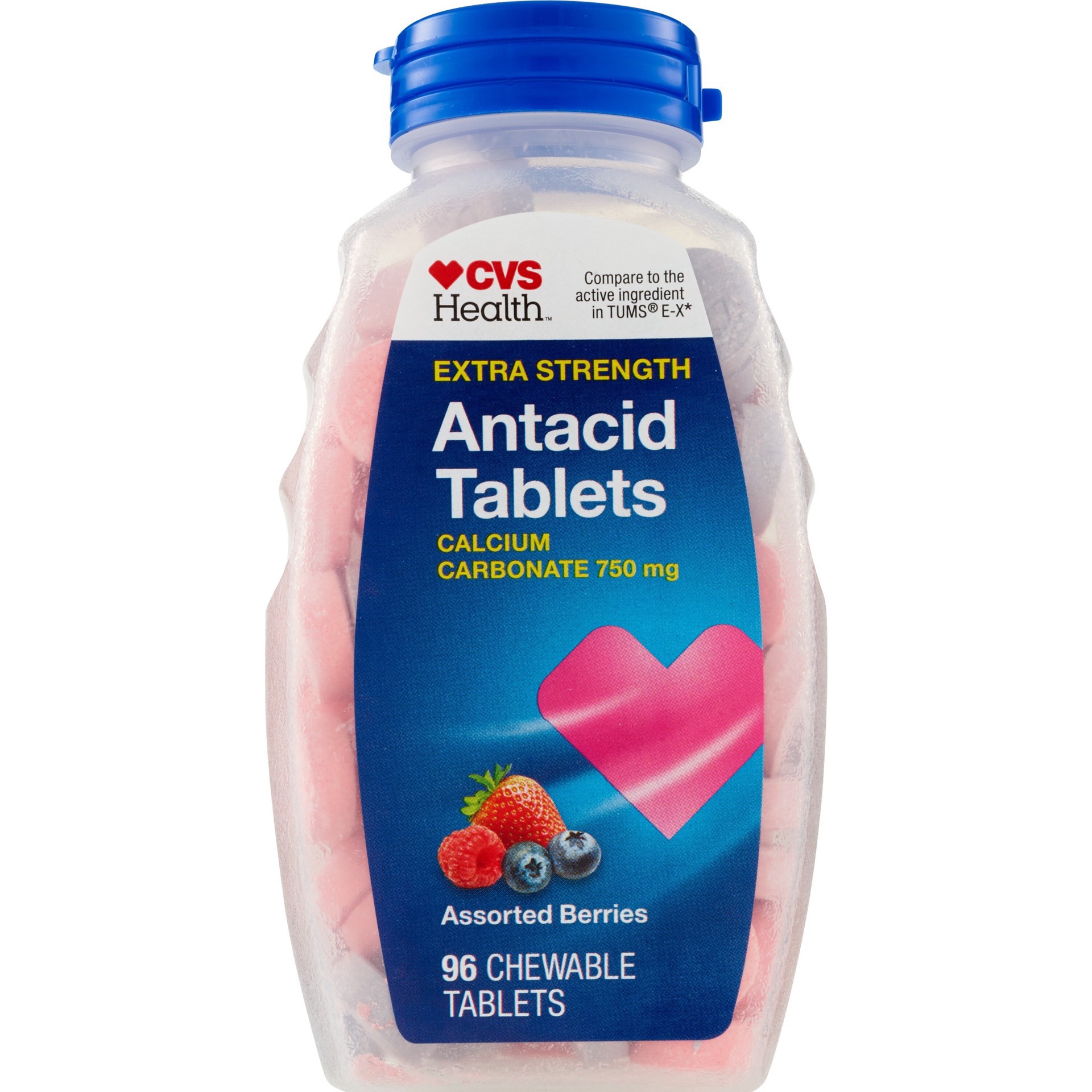 slide 1 of 1, CVS Health Antacid Tablets Extra Strength Assorted Berries, 96 Ct, 96 ct