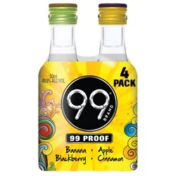 99 Brand Liqueur Party Pack, 50 mL Bottles, 4 Count, 99 Proof