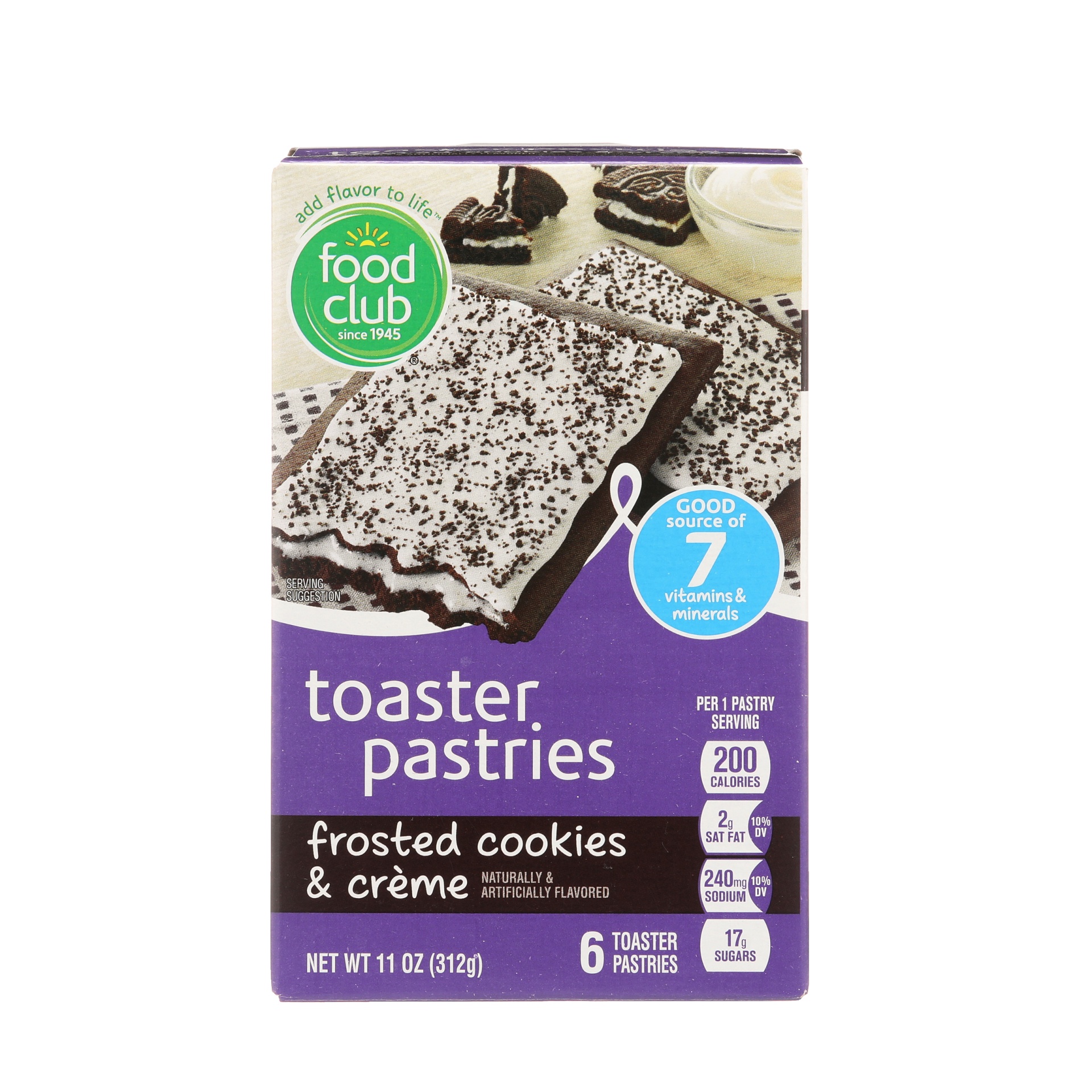 slide 1 of 6, Food Club Cookies and Creme Frosted Toaster Pastries, 6 ct