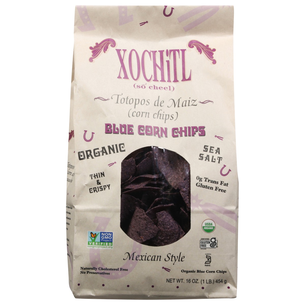 slide 1 of 9, Xochitl Organic Mexican Style Sea Salt Blue Corn Chips 16 oz, 16 oz