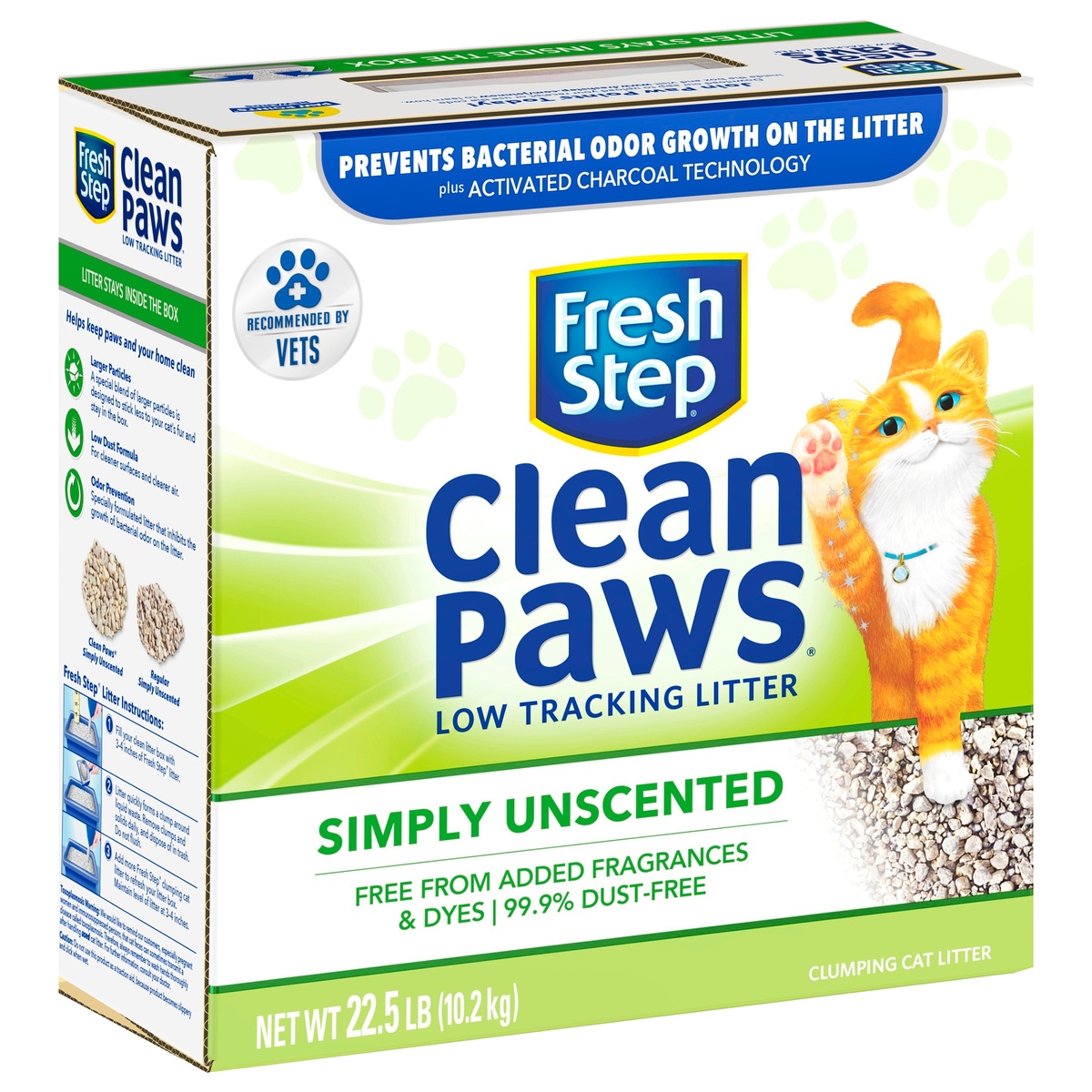 slide 2 of 9, Fresh Step Clean Paws Unscented Clumping Cat Litter, 22.5 lb