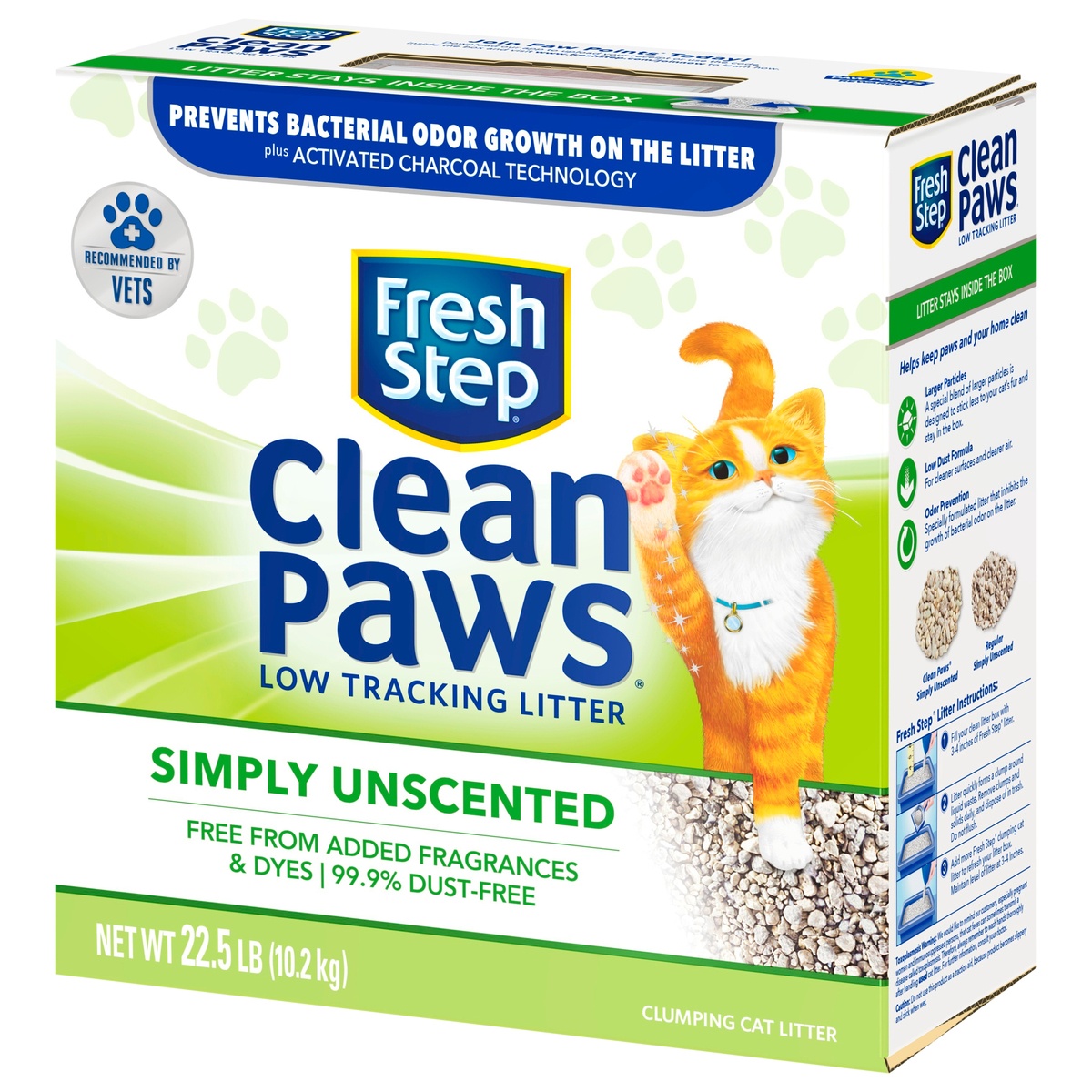 slide 3 of 9, Fresh Step Clean Paws Unscented Clumping Cat Litter, 22.5 lb
