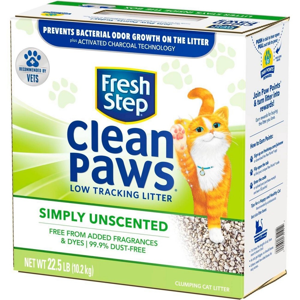 Fresh Step Clean Paws Unscented Clumping Cat Litter 22.5 lb Shipt