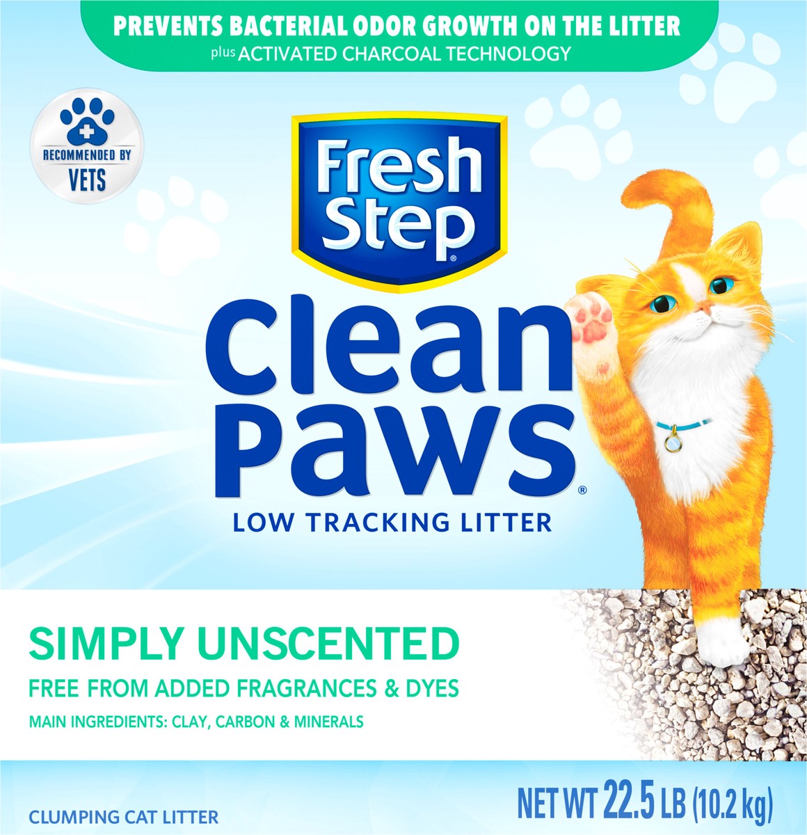 slide 5 of 9, Fresh Step Clean Paws™ Simply Unscented Clumping Cat Litter – 22.5 Pounds, 22.5 lb