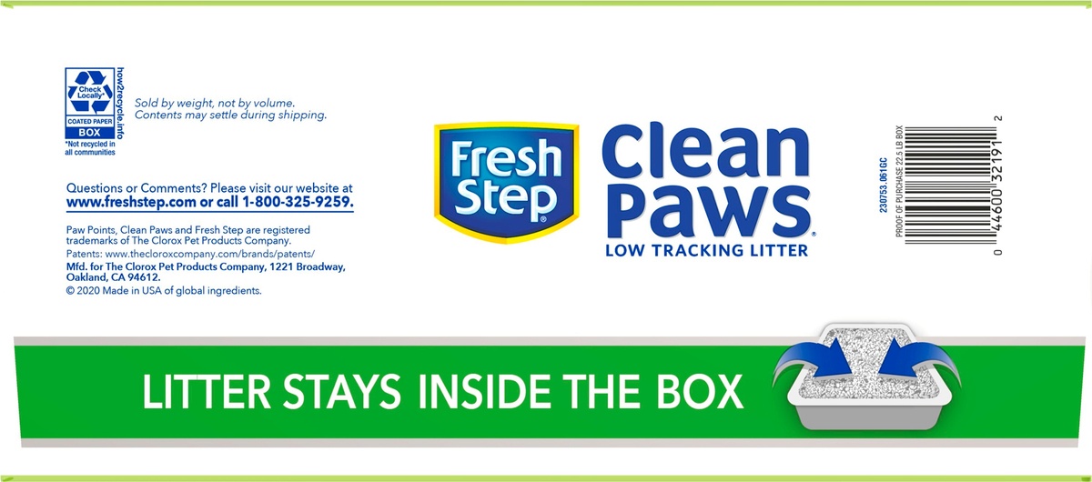 slide 5 of 9, Fresh Step Clean Paws Unscented Clumping Cat Litter, 22.5 lb