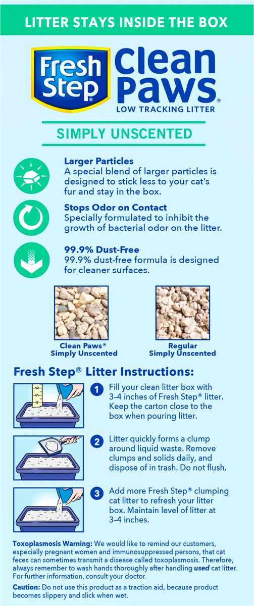 Fresh Step Clean Paws Unscented Clumping Cat Litter, 22.5 lbs 