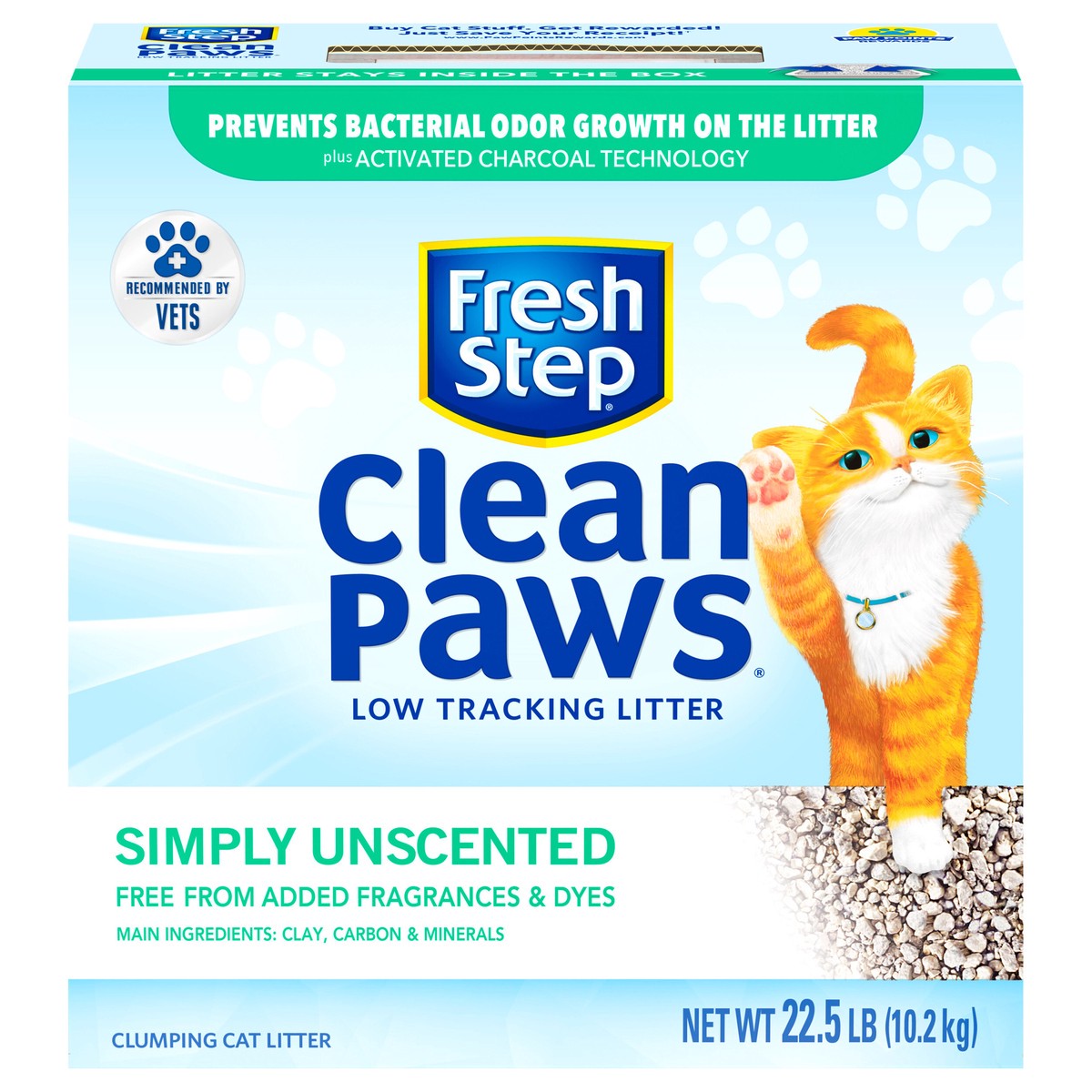 slide 1 of 9, Fresh Step Clean Paws™ Simply Unscented Clumping Cat Litter – 22.5 Pounds, 22.5 lb