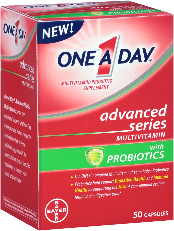 slide 1 of 1, One A Day Advanced Series with Probiotics Multivitamin Capsules, 50 ct