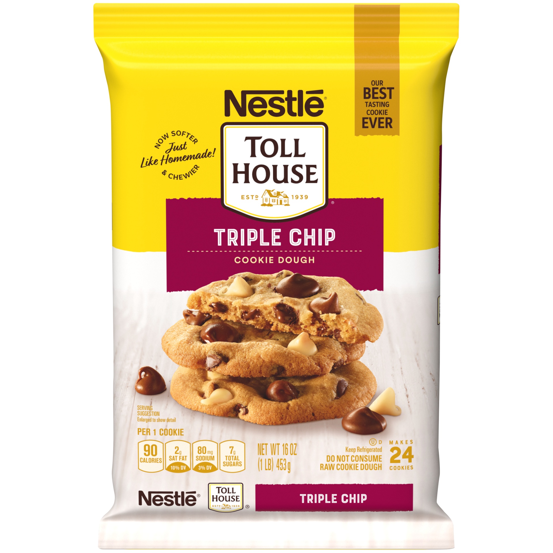 slide 2 of 10, Nestleé Toll House Triple Chip Cookie Dough, 16 oz