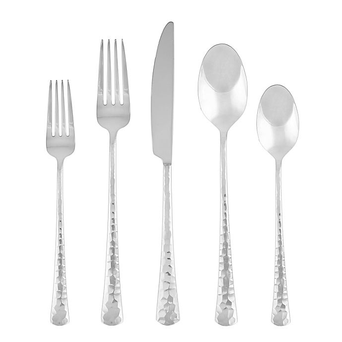 slide 1 of 4, Cambridge Silversmiths Raegan Hammer Mirror Flatware Set, 20 ct