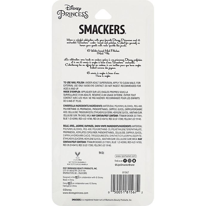 slide 2 of 4, Lip Smacker Smackers Disney Princess Water-Based Nail Polishes 6 ea, 6 ct