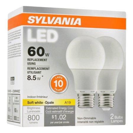 slide 1 of 1, Sylvania 8.5 Watt LED Light Bulb - Soft White , 2 ct
