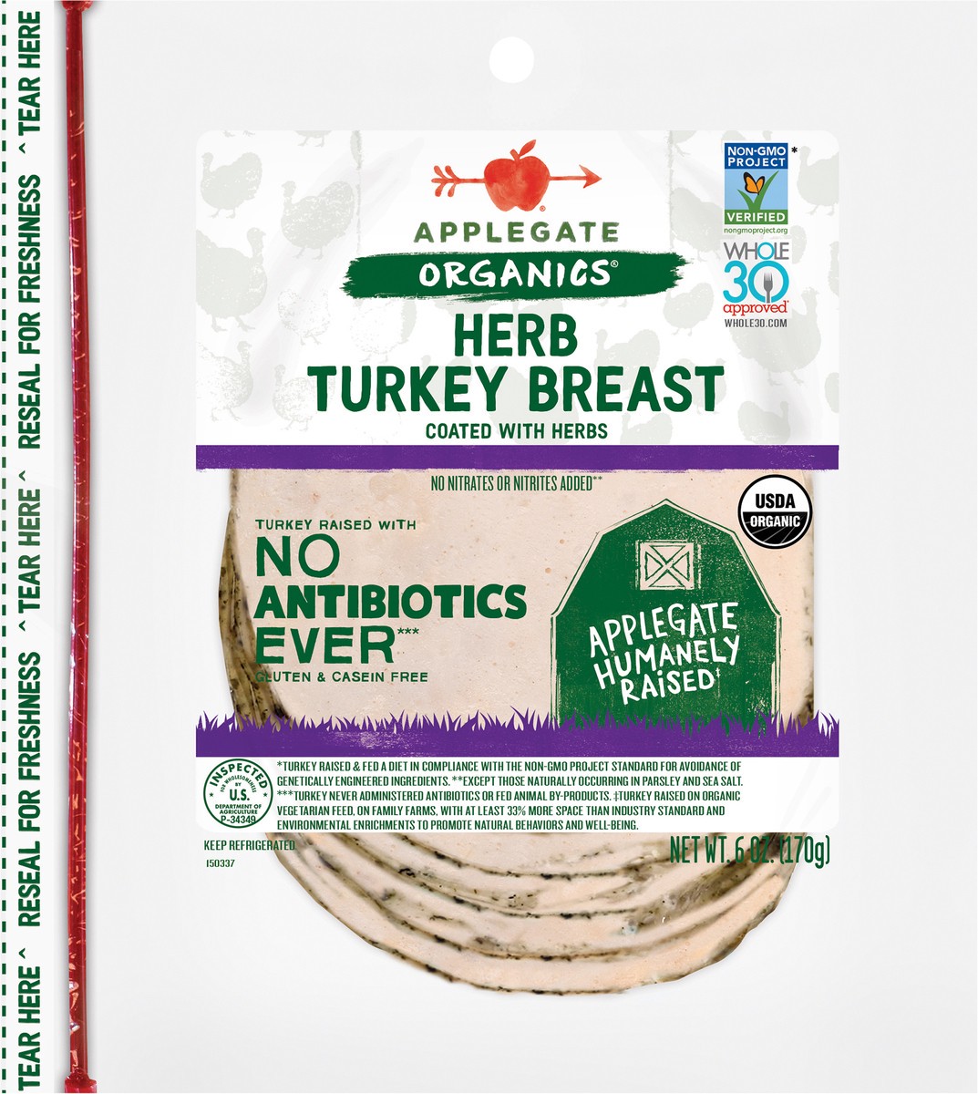 slide 1 of 9, Applegate Turkey, 6 oz