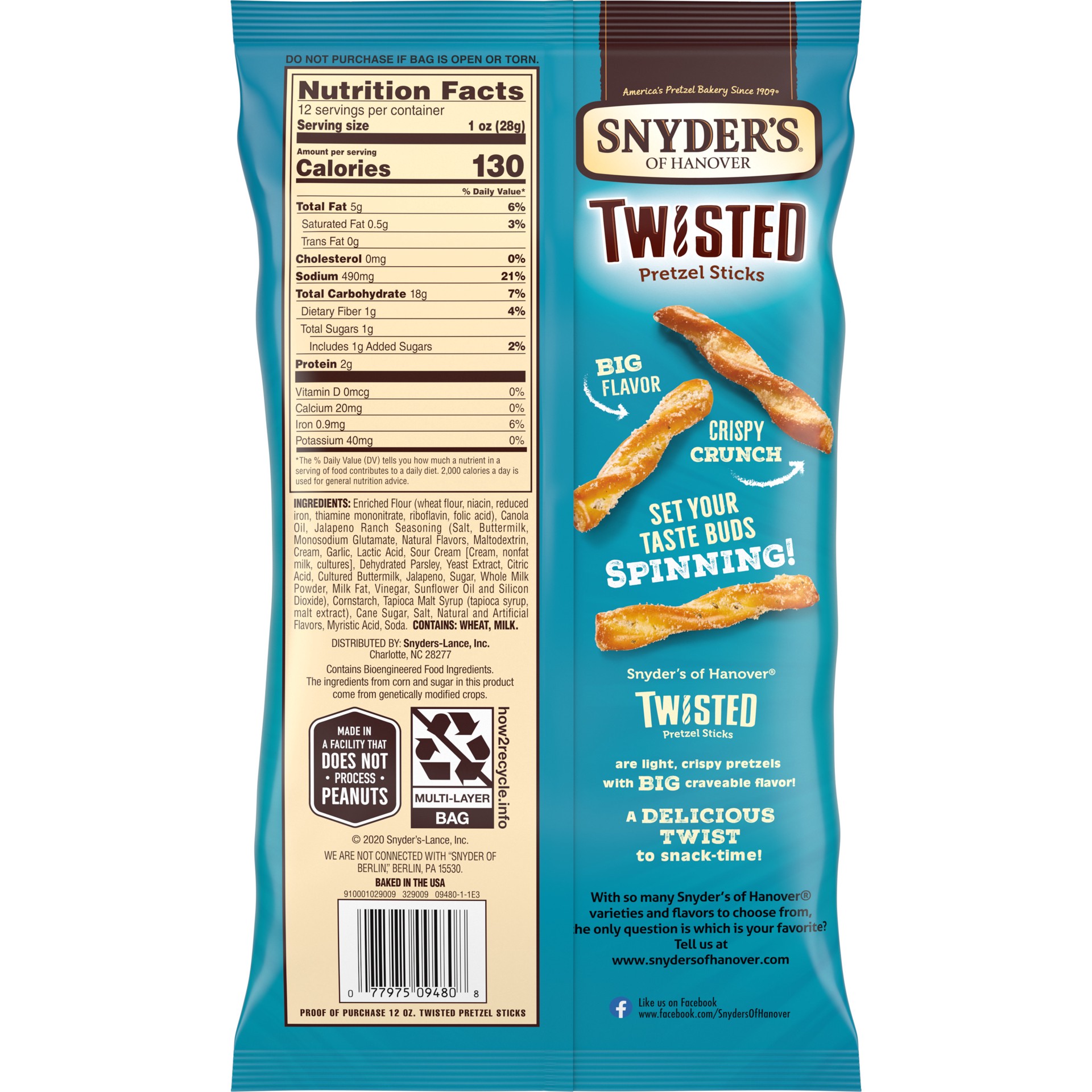 slide 2 of 5, Snyder's of Hanover Jalapeño Ranch Flavored Pretzel Sticks, 12 oz
