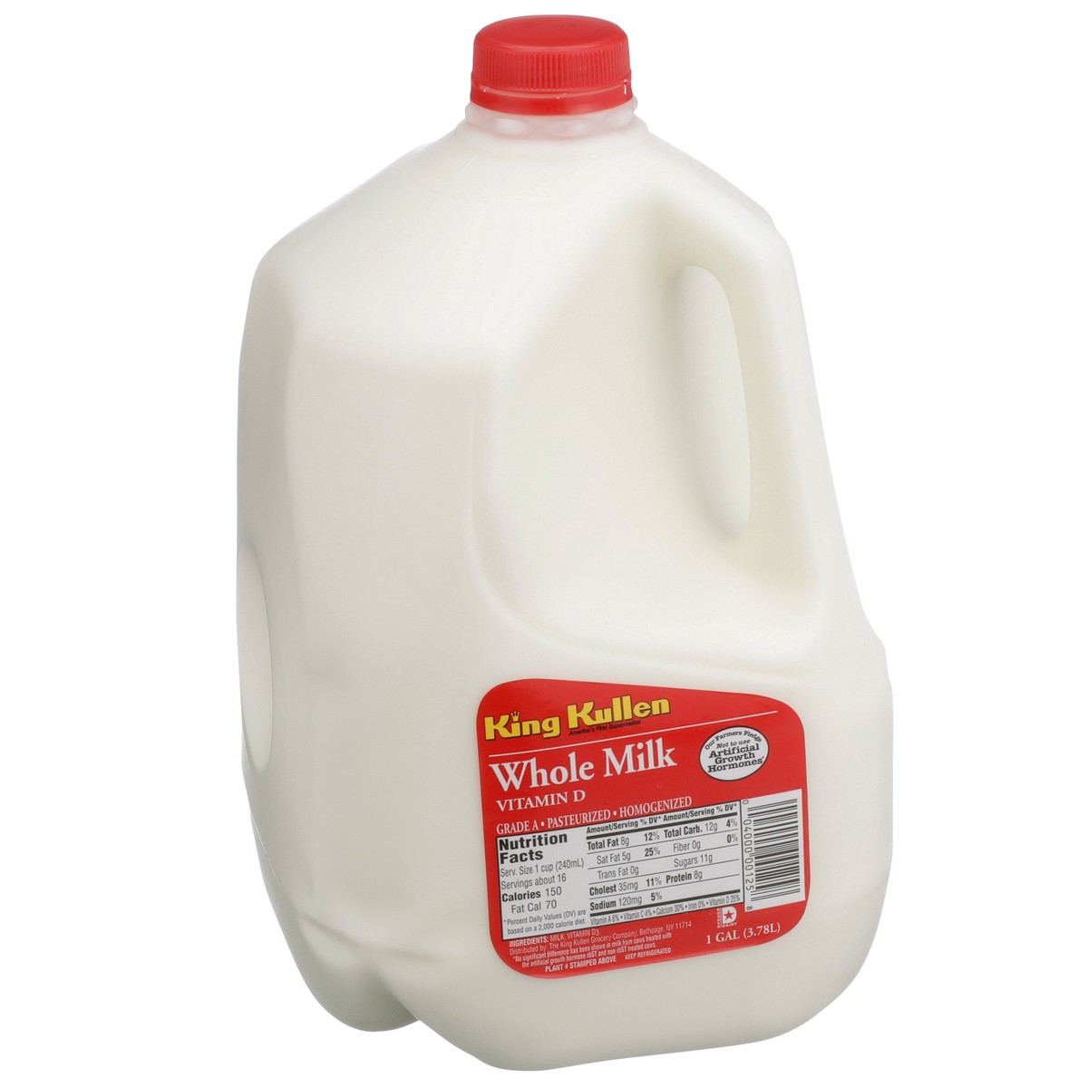 slide 5 of 8, King Kullen Whole Milk, 128 fl oz