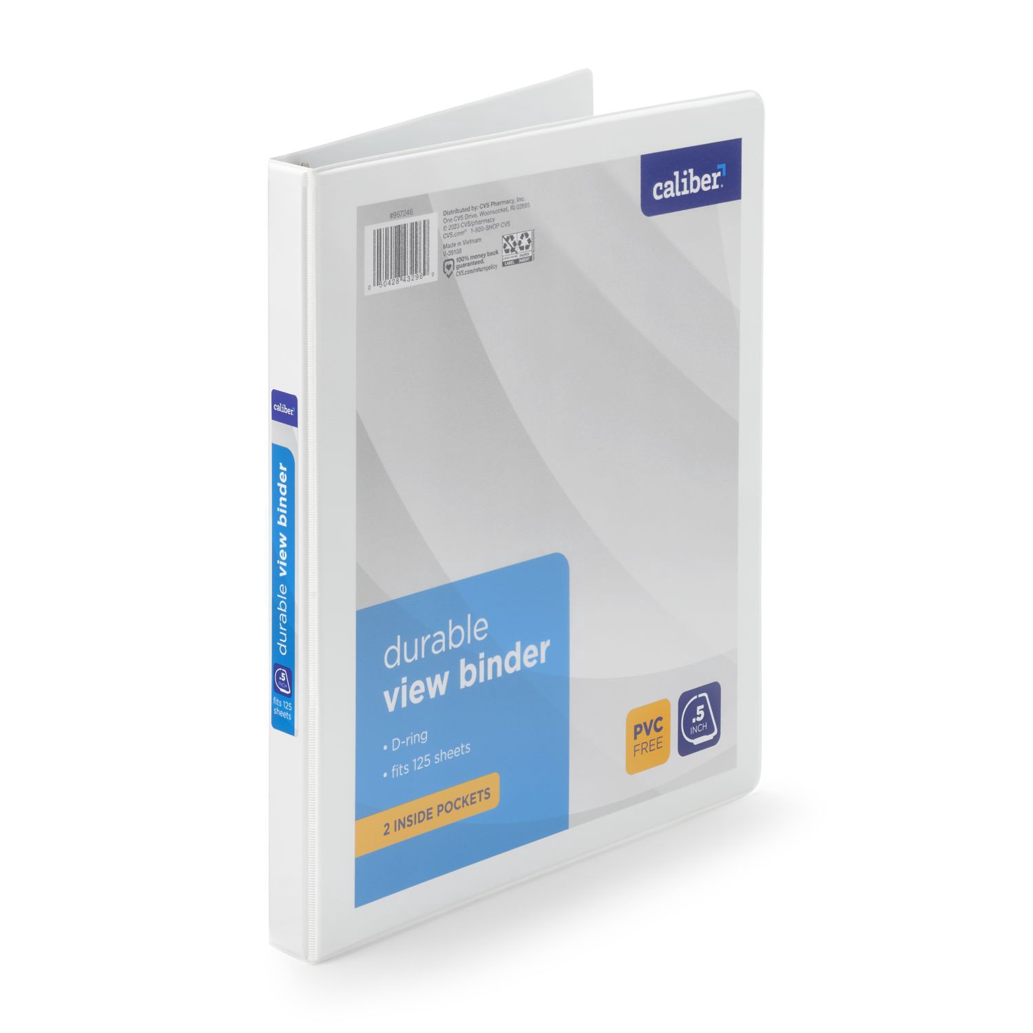 slide 4 of 5, Caliber Durable View 1/2In Binder, White, 1 ct