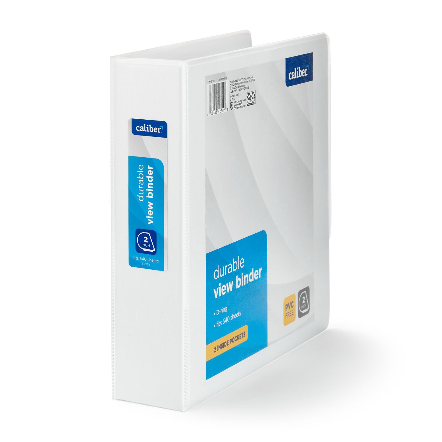 slide 4 of 4, Caliber Durable View 2In Binder, White, 1 ct