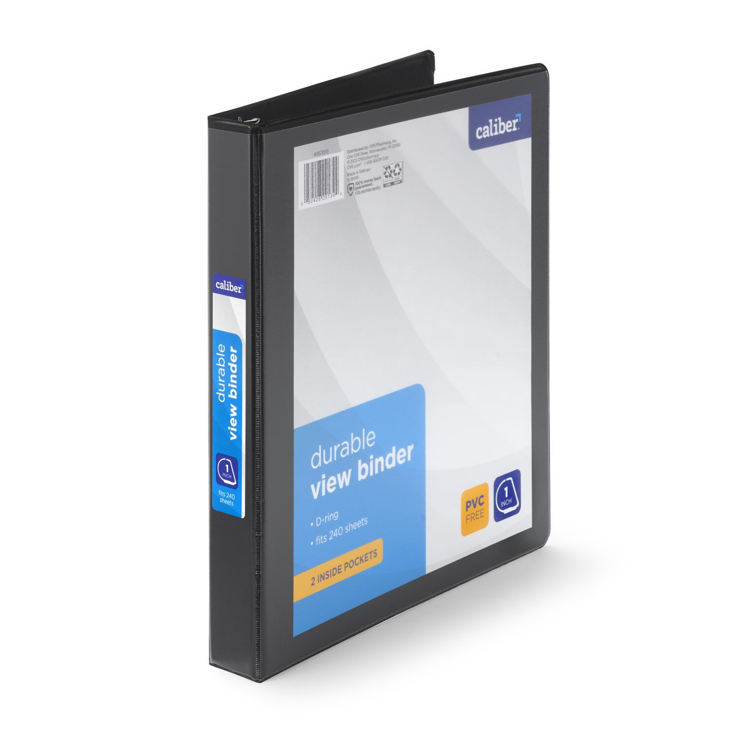 slide 5 of 5, Caliber Durable View 1In Binder, Black, 1 ct