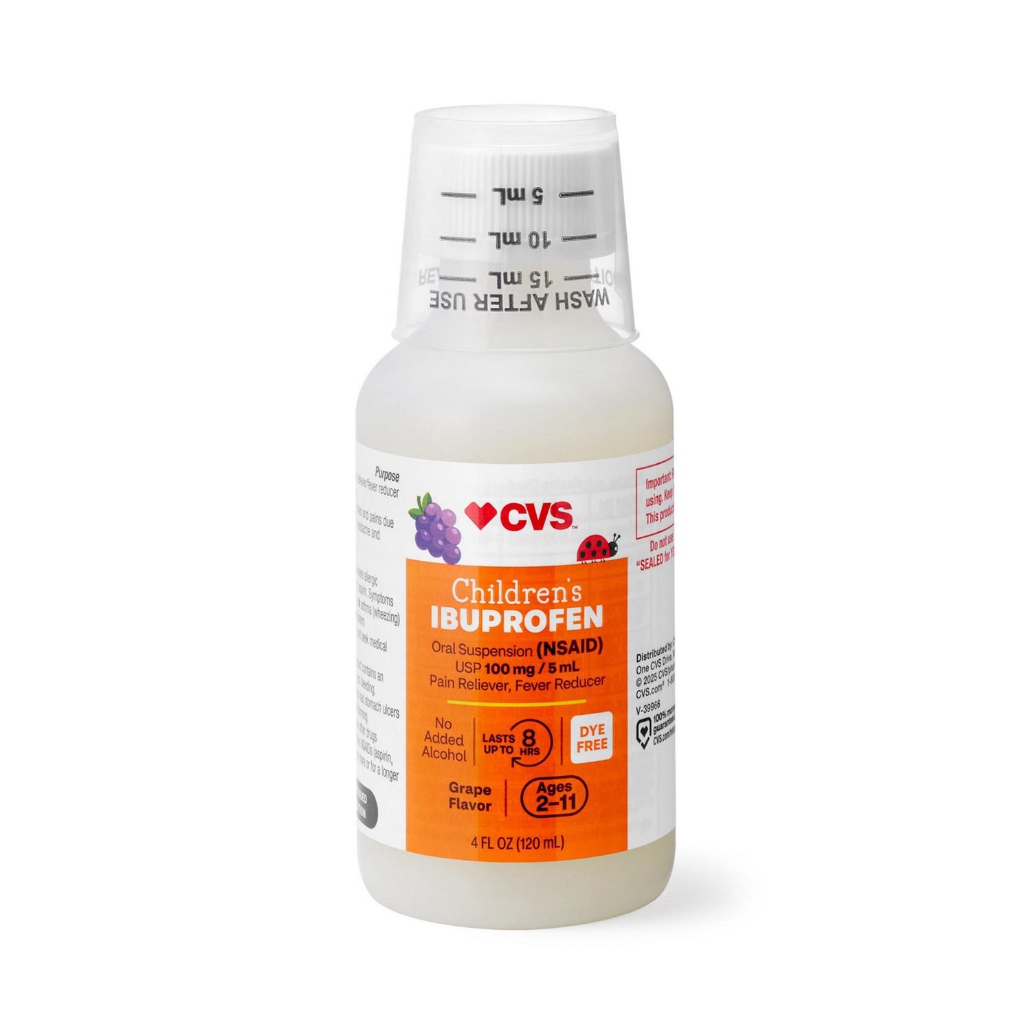 slide 4 of 7, Cvs Health Children's Ibuprofen, Dye Free, Grape, 4 Oz, 4 oz