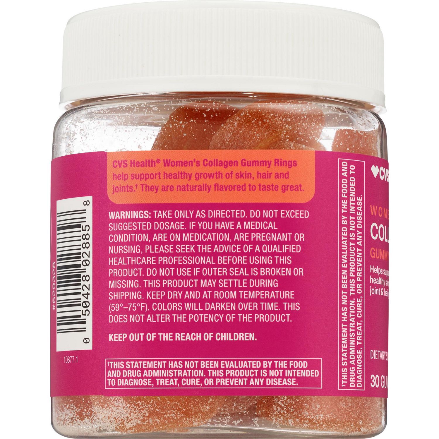 slide 2 of 4, Cvs Health Collagen Peach Rings, 30 Ct, 30 ct