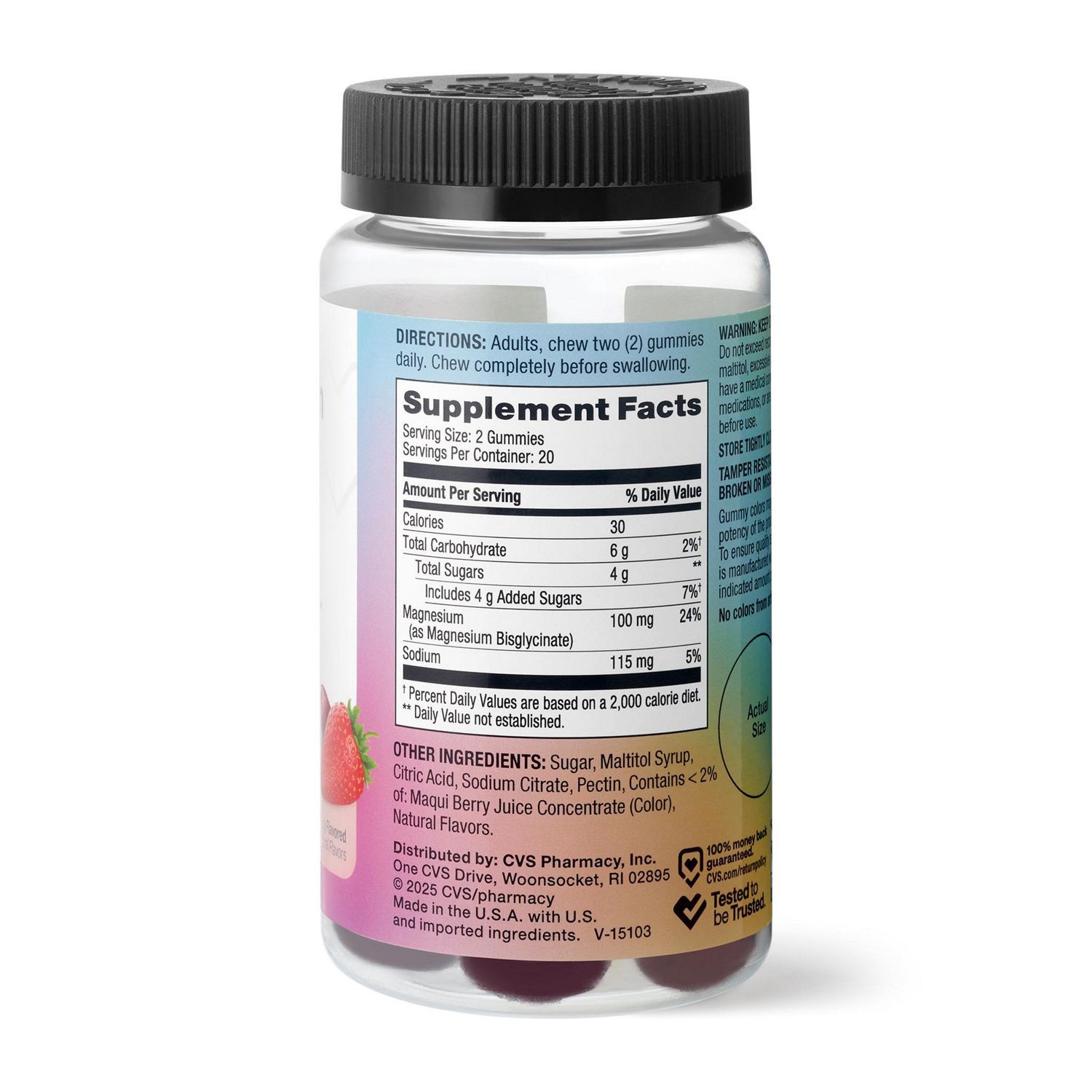 slide 2 of 4, Cvs Health High Absorption Magnesium Glycinate, 100 Mg Gummies, 40 Ct, 40 ct