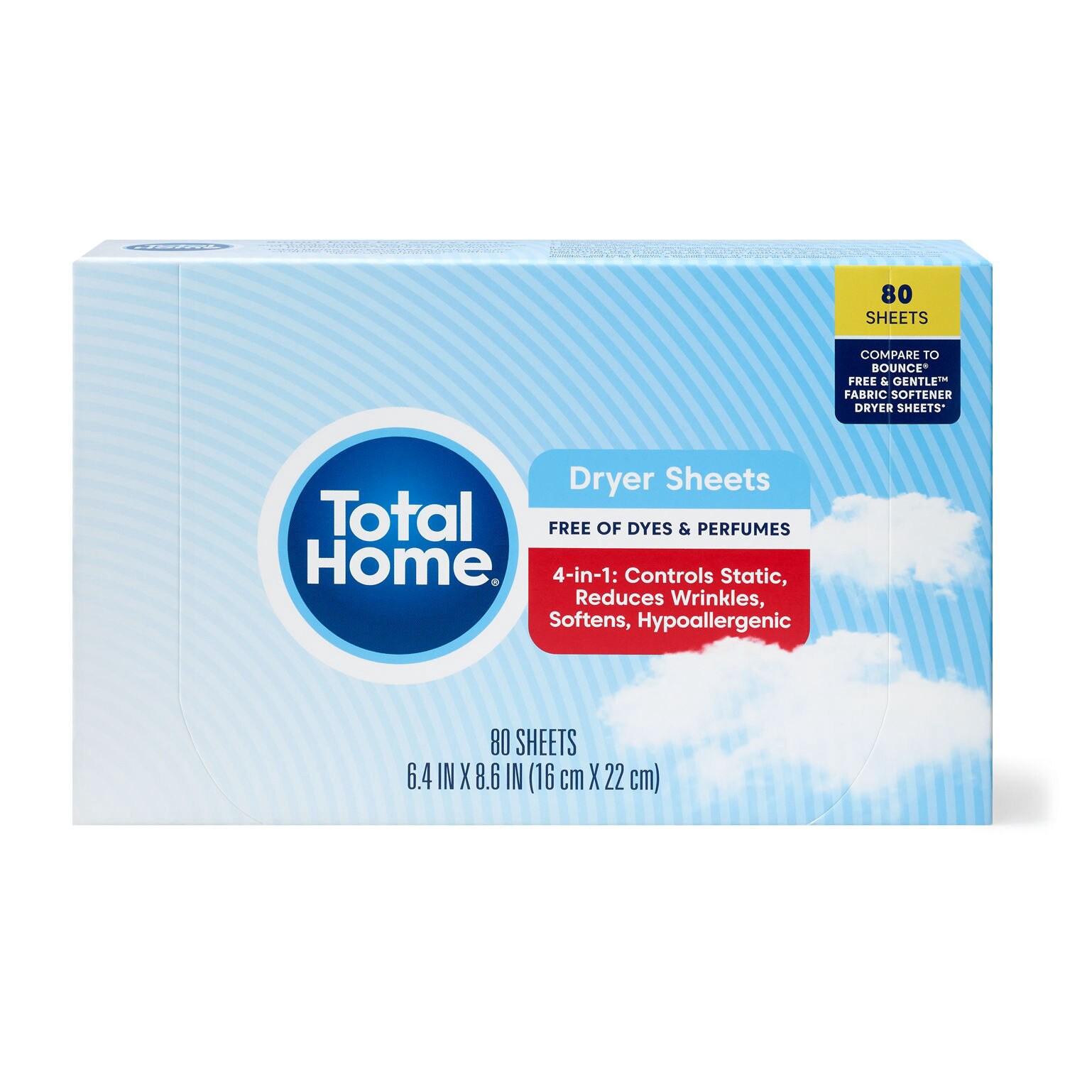slide 2 of 4, Total Home Fabric Softener Sheets, Fragrance Free, 80 ct