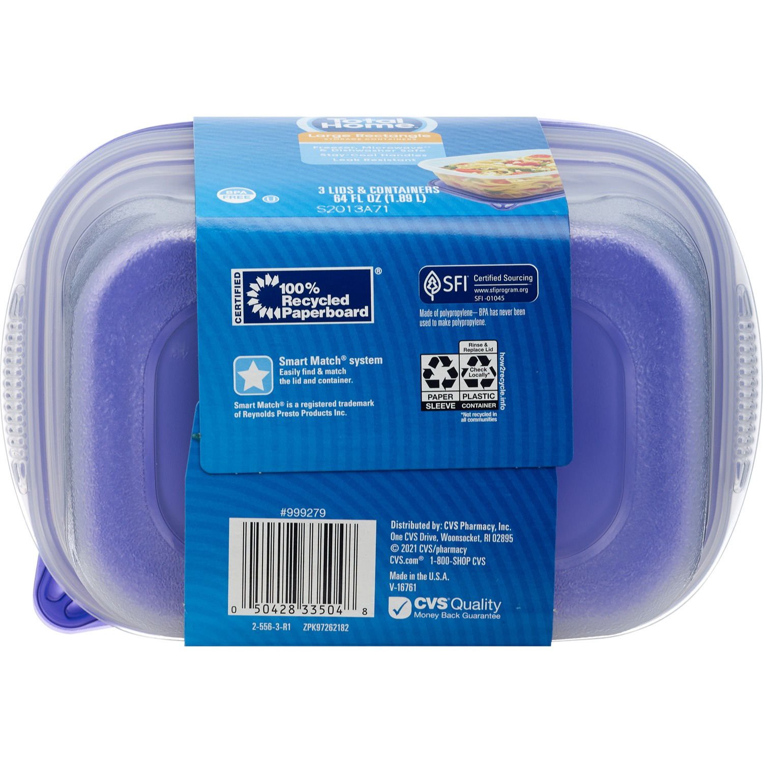 slide 4 of 4, Total Home Deep Dish Storage Containers, 3 Ct, 3 ct