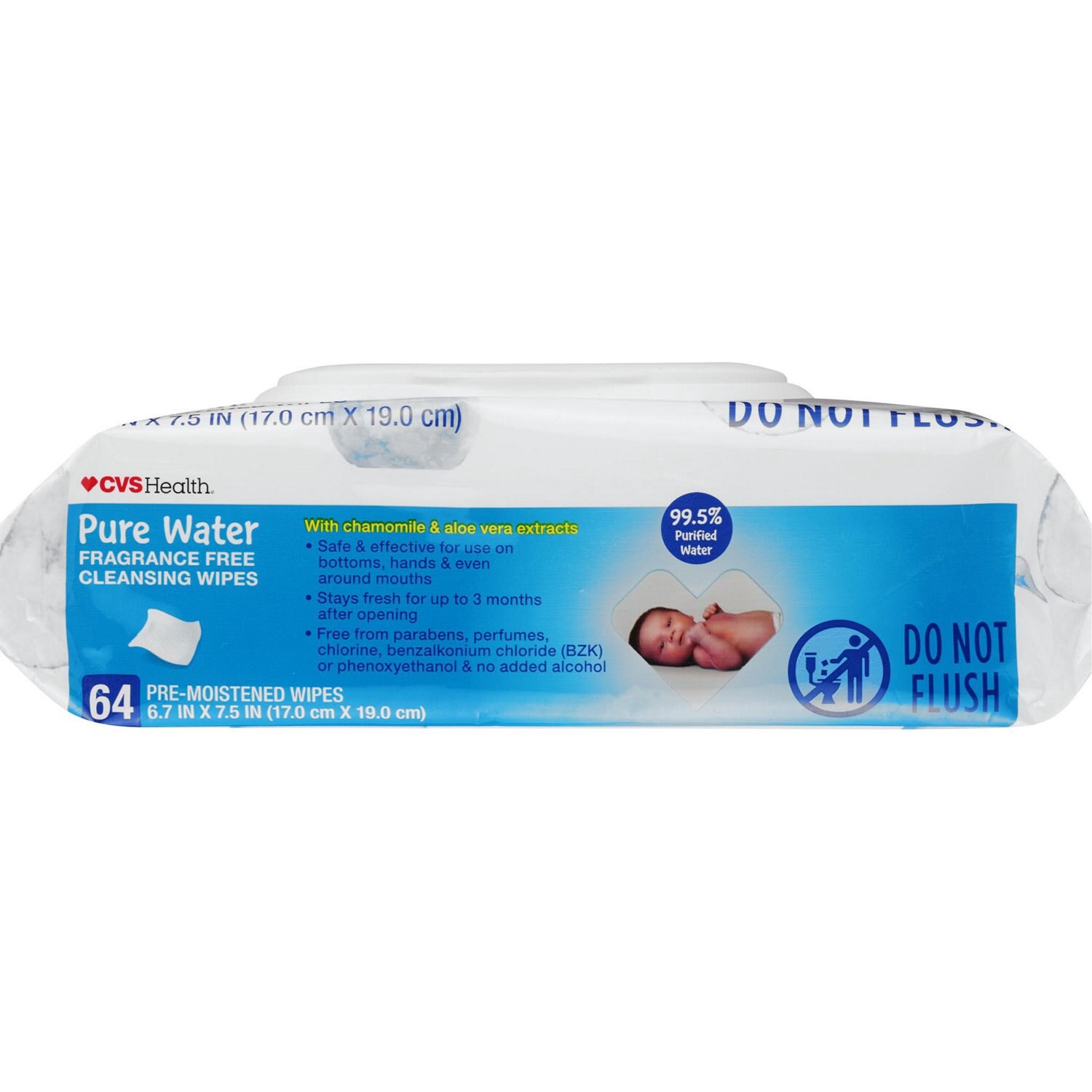 slide 4 of 4, Cvs Health Pure Water Baby Wipes, 64 Ct, 64 ct