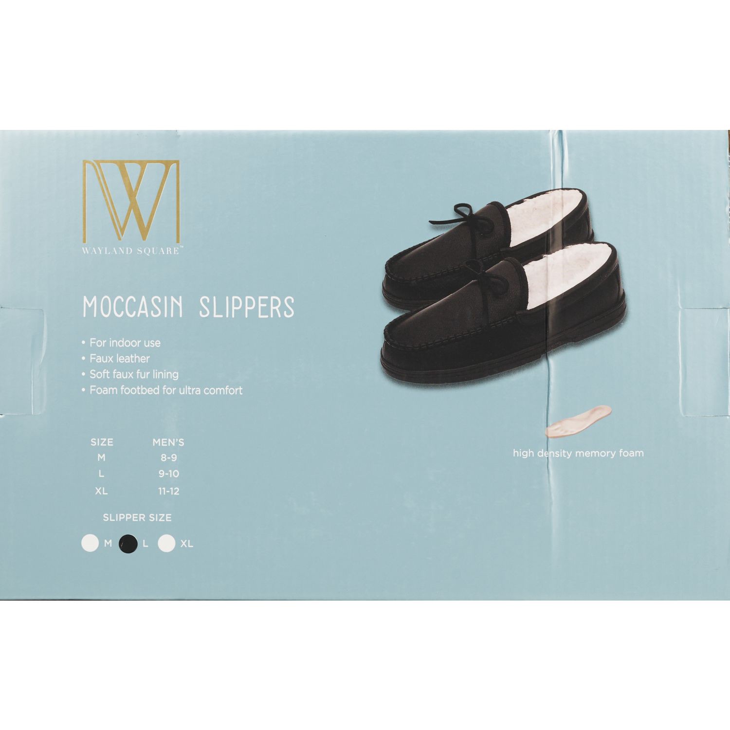 slide 2 of 3, Wayland Square Men's Faux Leather Moccasins, Black, Assorted Sizes, 1 Pr, 1 ct