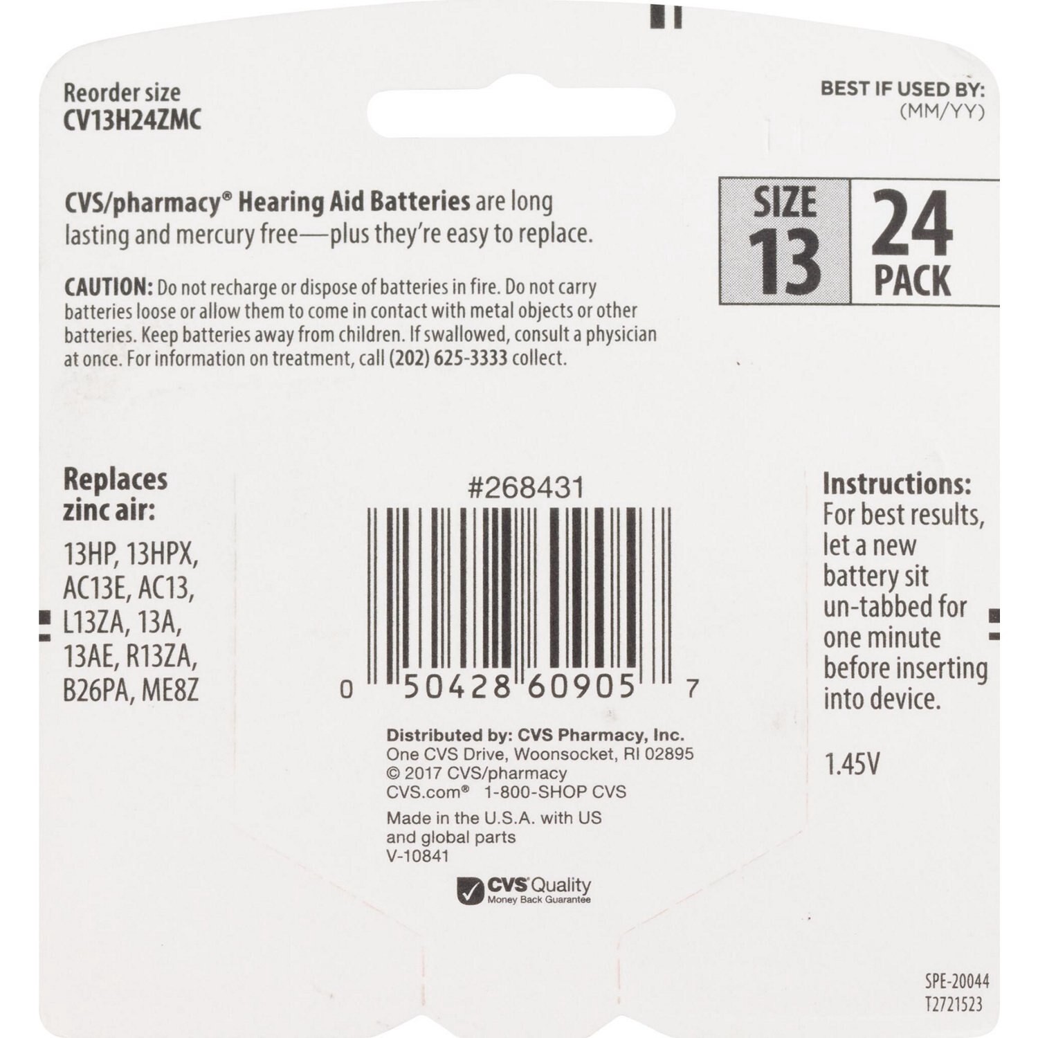slide 2 of 2, CVS Health Cvs Hearing Aid Batteries Size 13, 24 Ct, 1 ct