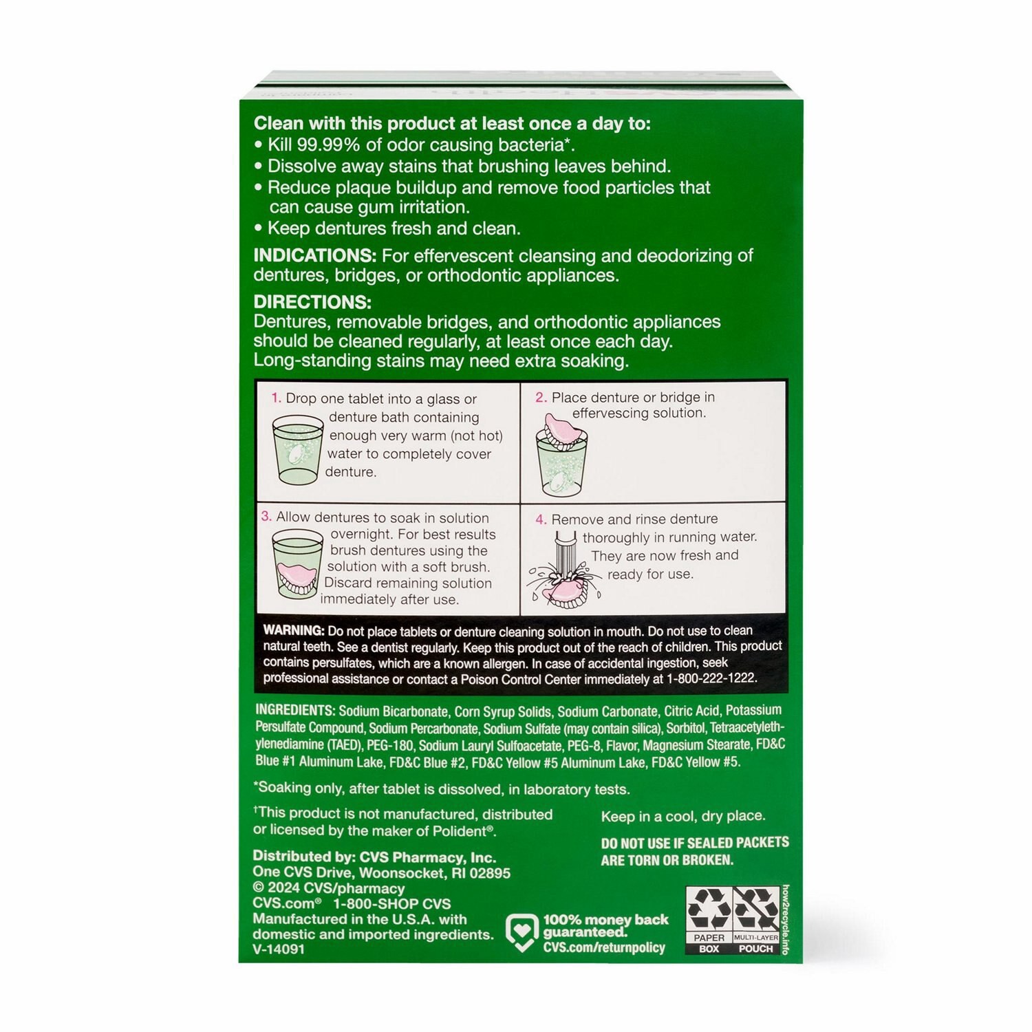 slide 3 of 4, Cvs Health 3-Minute Denture Cleanser Tablets, Minty Fresh, 120 Ct, 120 ct