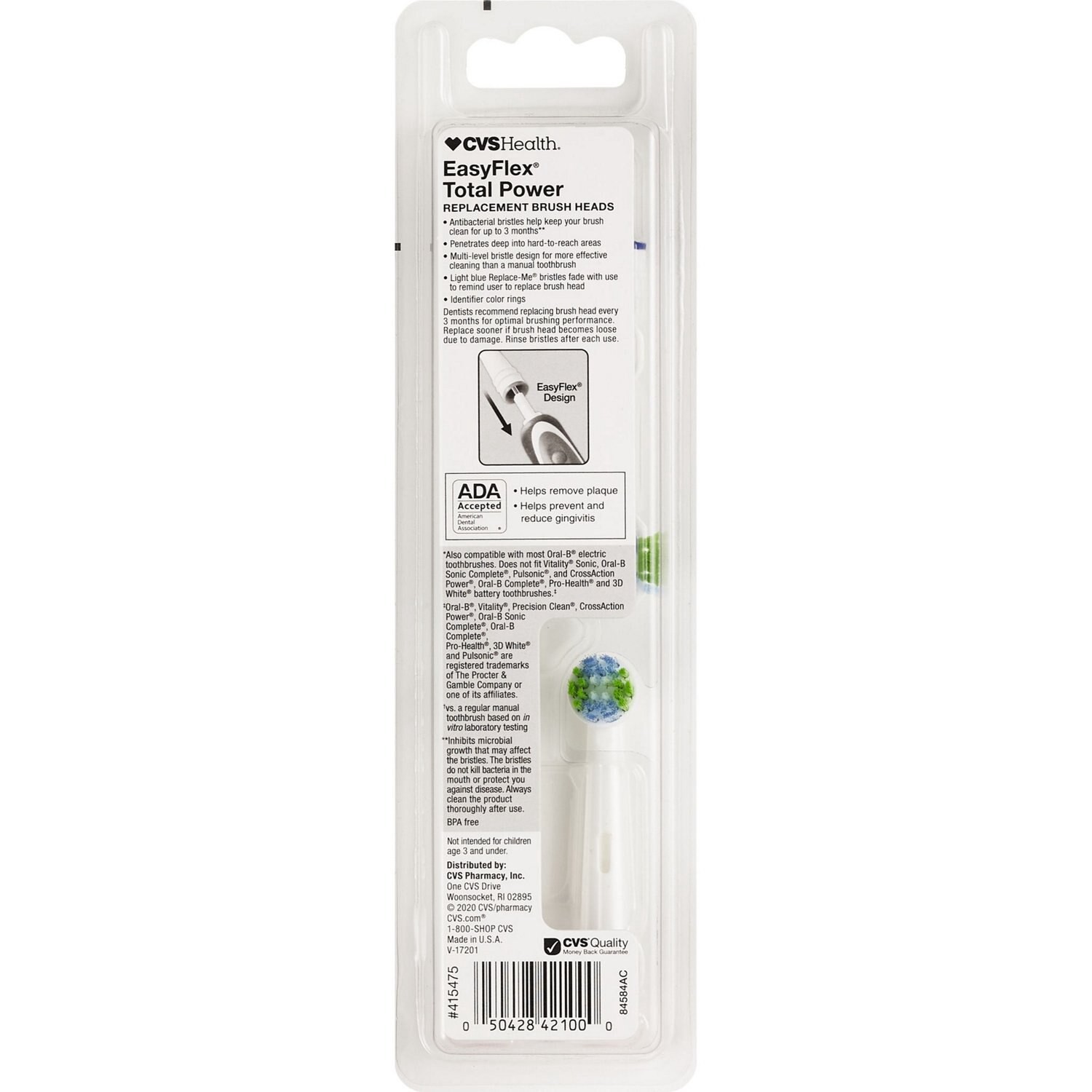 slide 5 of 7, Cvs Health Easyflex Total Power Anti-Bacterial Replacement Brush Heads, 5 Ct, 5 ct