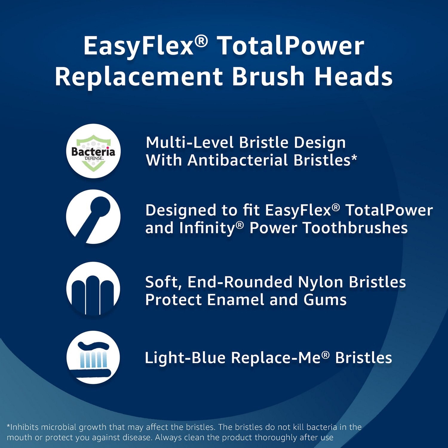 slide 7 of 7, Cvs Health Easyflex Total Power Anti-Bacterial Replacement Brush Heads, 5 Ct, 5 ct