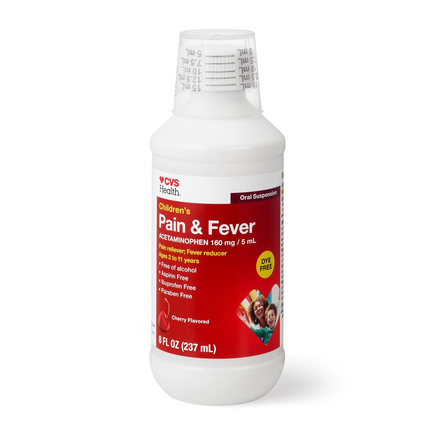 slide 4 of 4, CVS Health Cvs Children's Pain & Fever Liquid Dye Free Cherry, 8 Oz, 8 oz