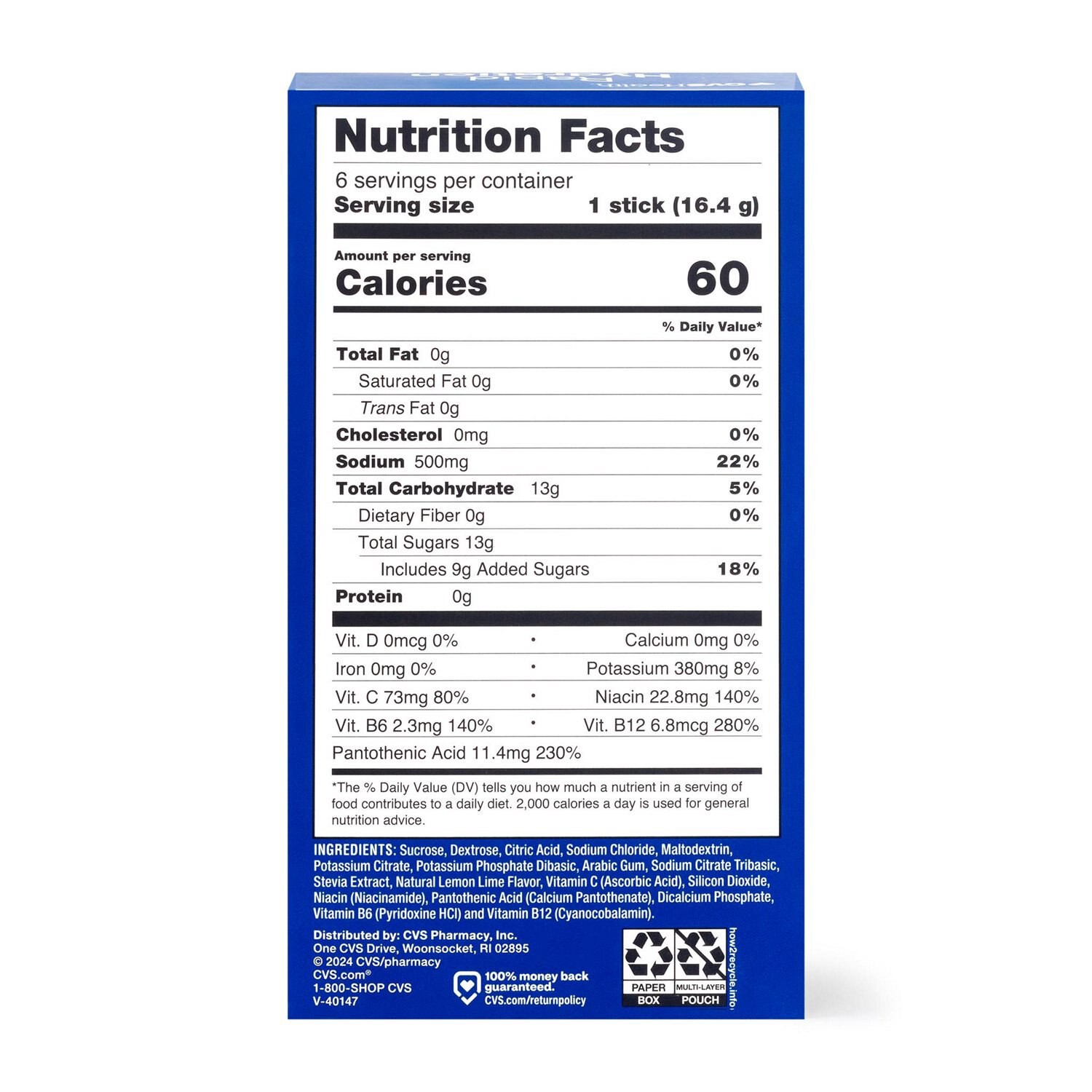 slide 3 of 5, CVS HEALTH Cvs Hydration Powder Lemon Lime, 6 ct