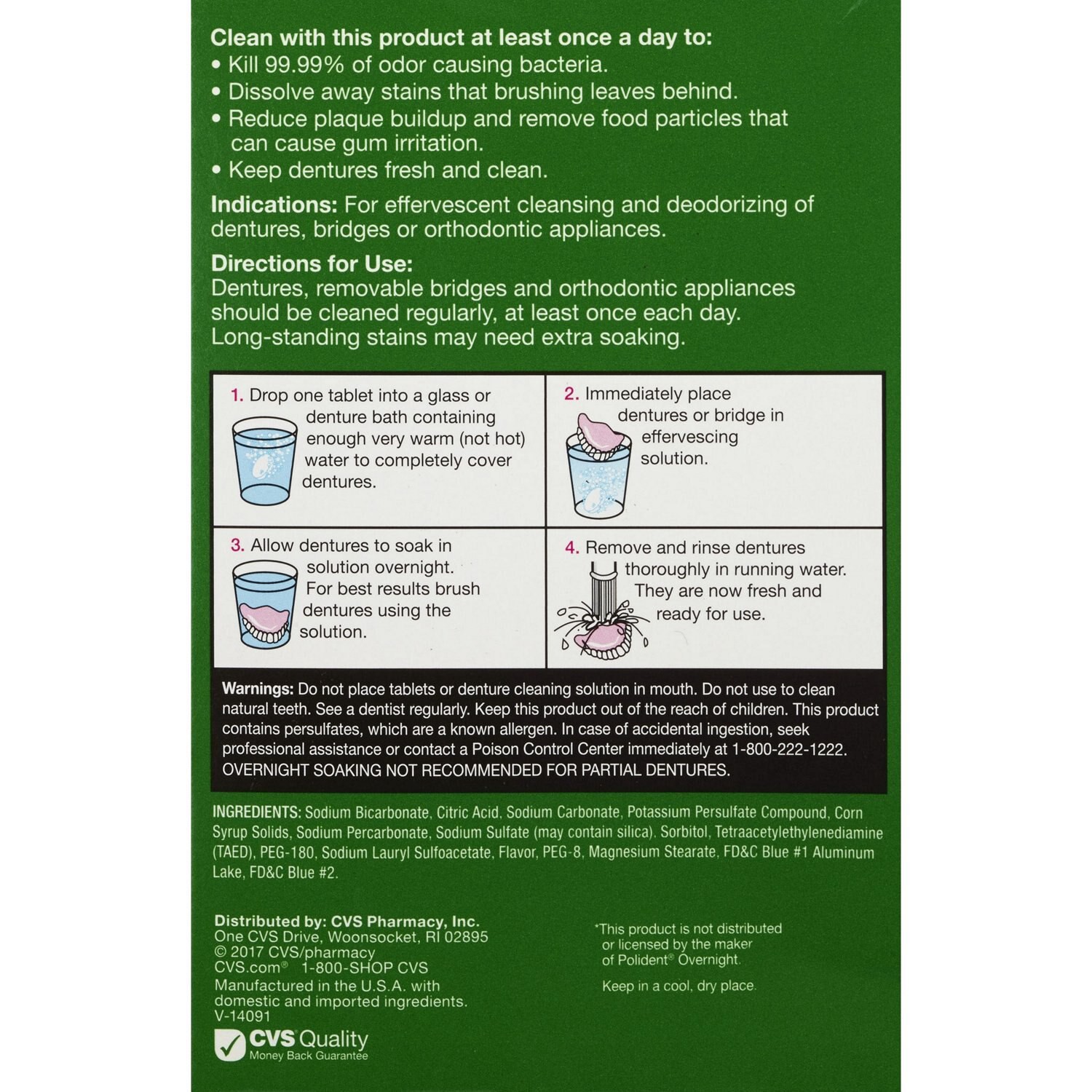 slide 2 of 2, Cvs Health Overnight Whitening Denture Cleanser Tablets, Minty Fresh, 84 Ct, 84 ct