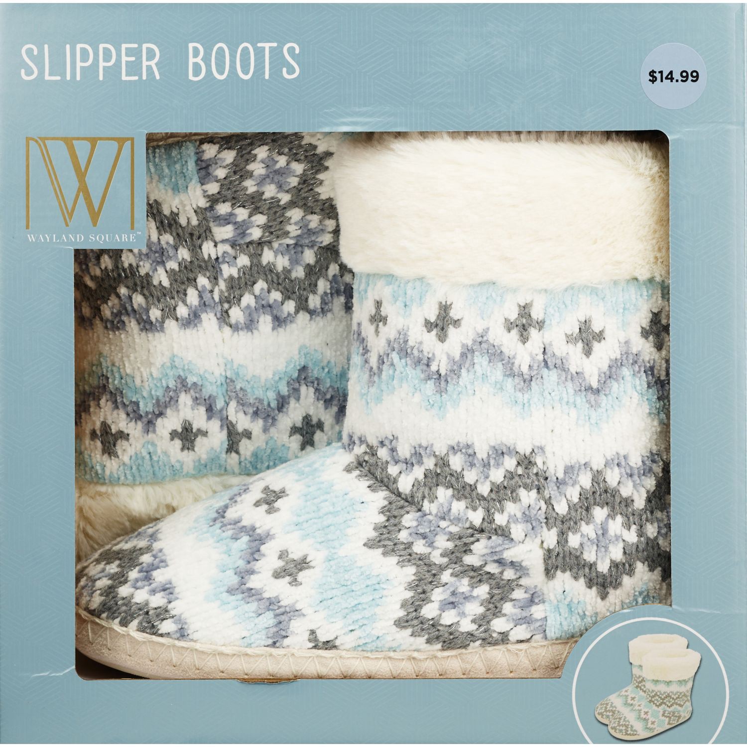 slide 3 of 4, NON BRAND Mf Slipper Boot Grey/Blue, 1 ct