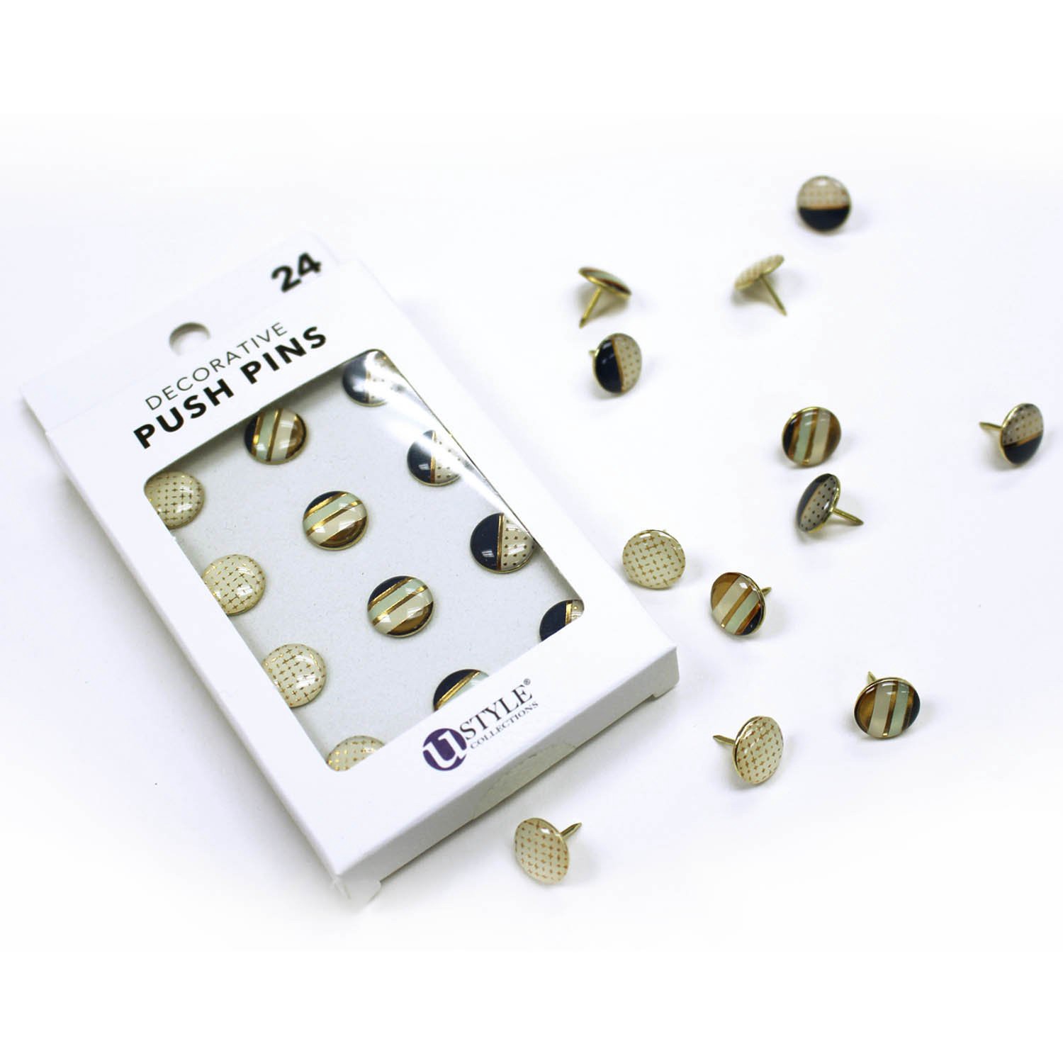 slide 2 of 3, Caliber Decorative Push Pins, 24 Ct, 24 ct
