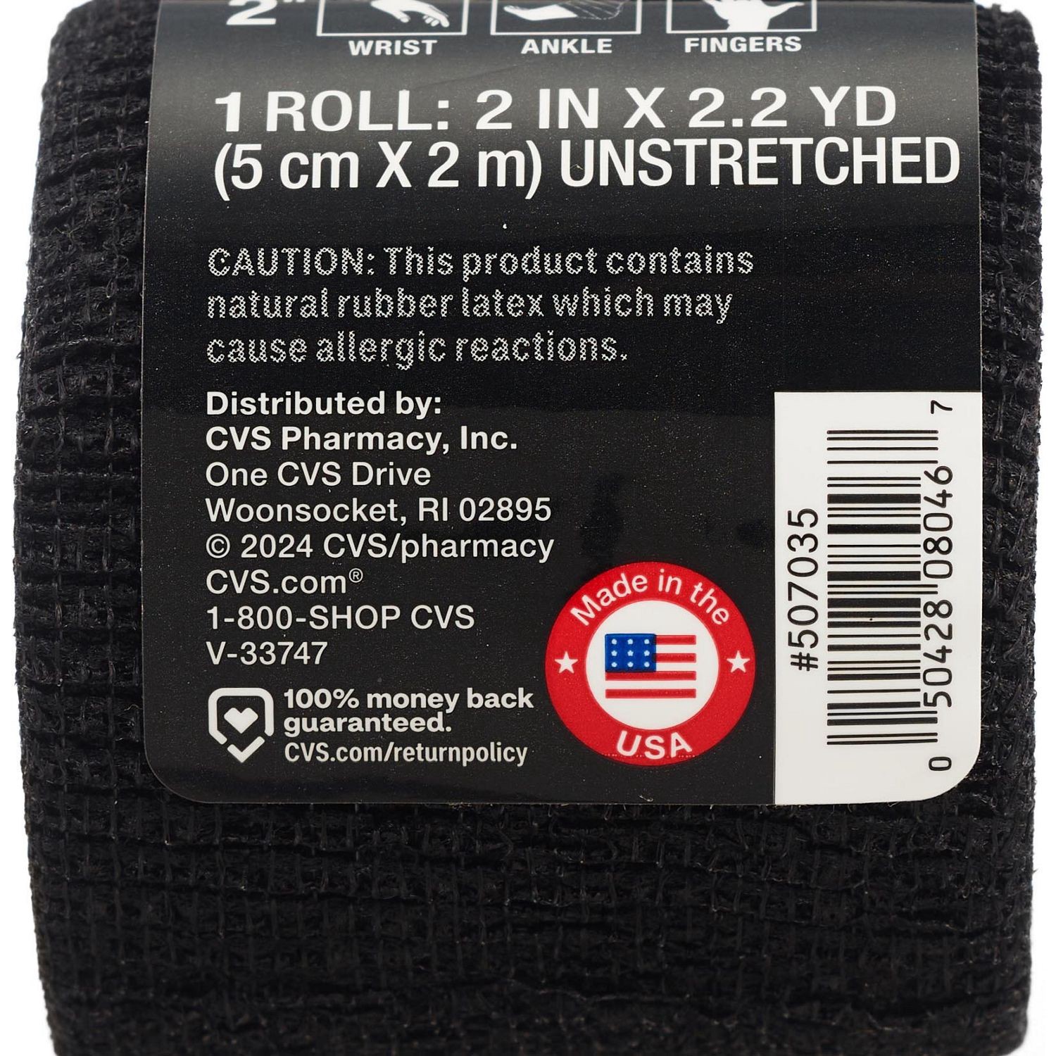 slide 3 of 3, Cvs Health Maximum Strength Self-Grip Athletic Tape, Black, 2 In X 70 In, 1 ct