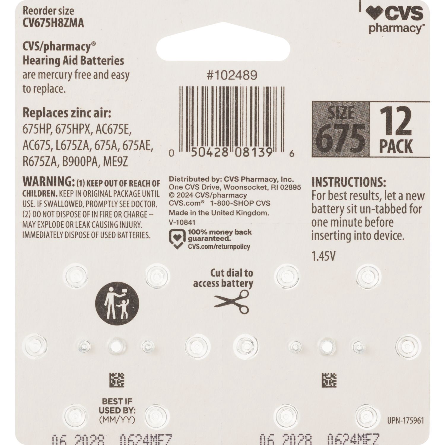 slide 2 of 2, CVS/pharmacy Cvs Hearing Aid Batteries, Size 675, 12 Pk, 12 ct