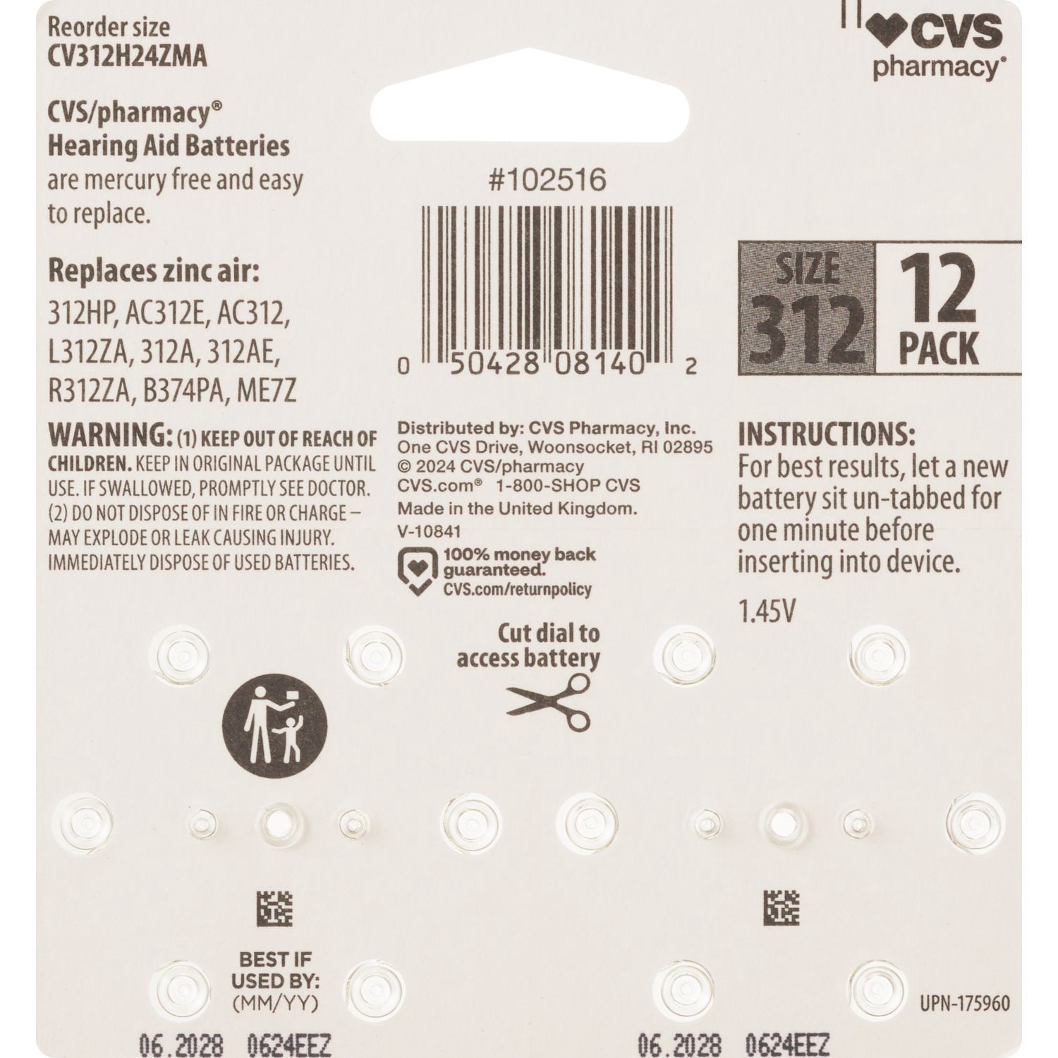 slide 2 of 2, CVS/pharmacy Cvs Hearing Aid Batteries, Size 312, 12 Ct, 12 ct